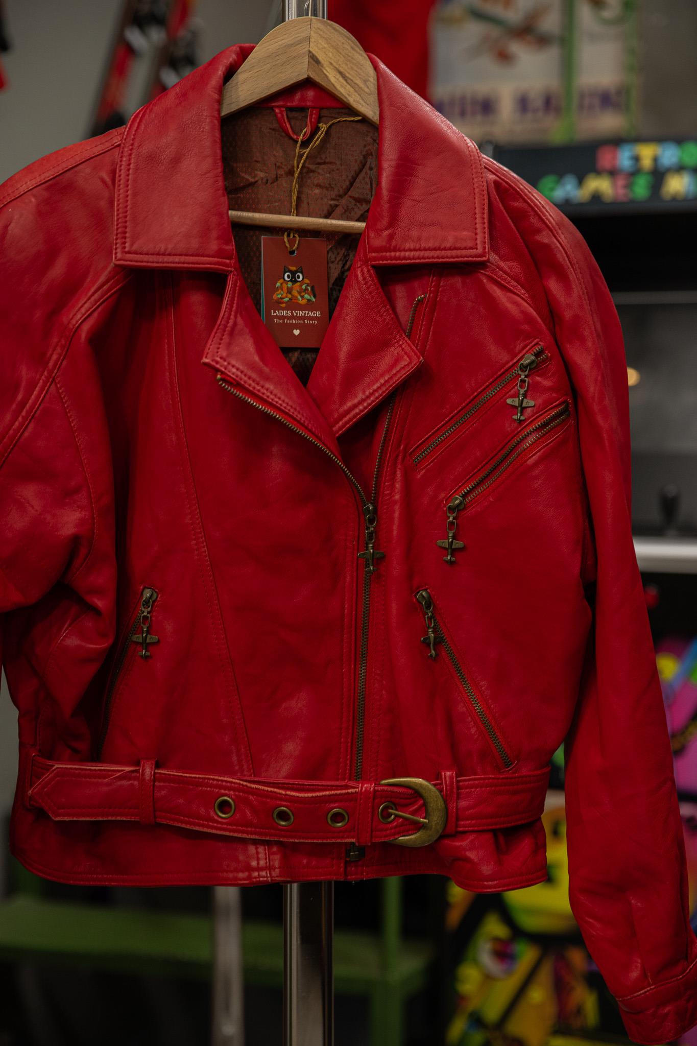 İtalian Biker Red Model Kadın Deri Ceket