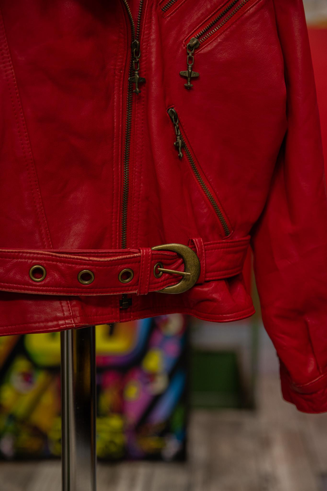 İtalian Biker Red Model Kadın Deri Ceket