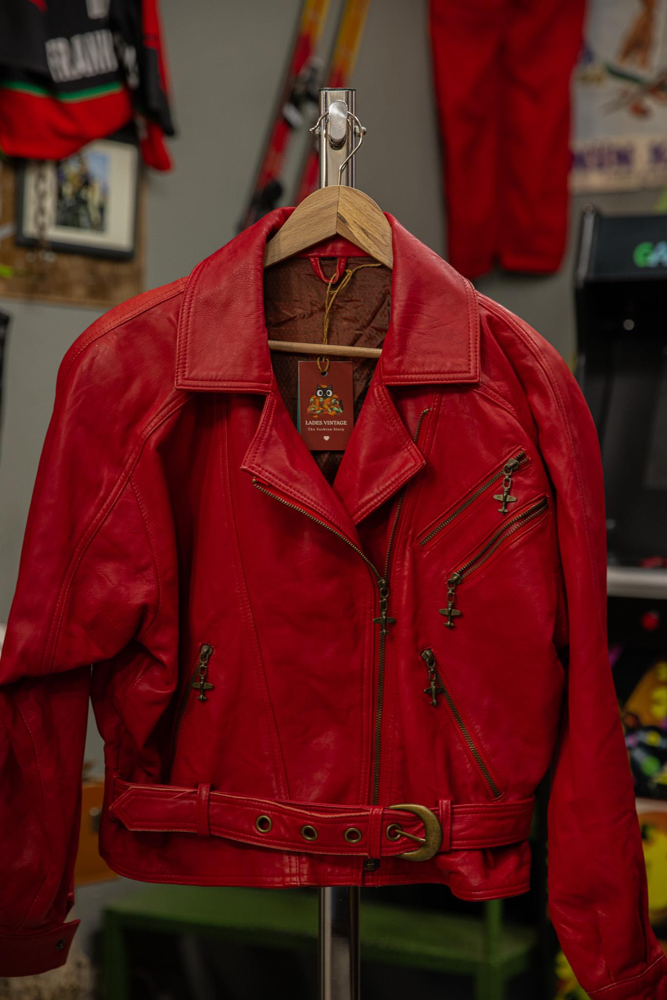 İtalian Biker Red Model Kadın Deri Ceket