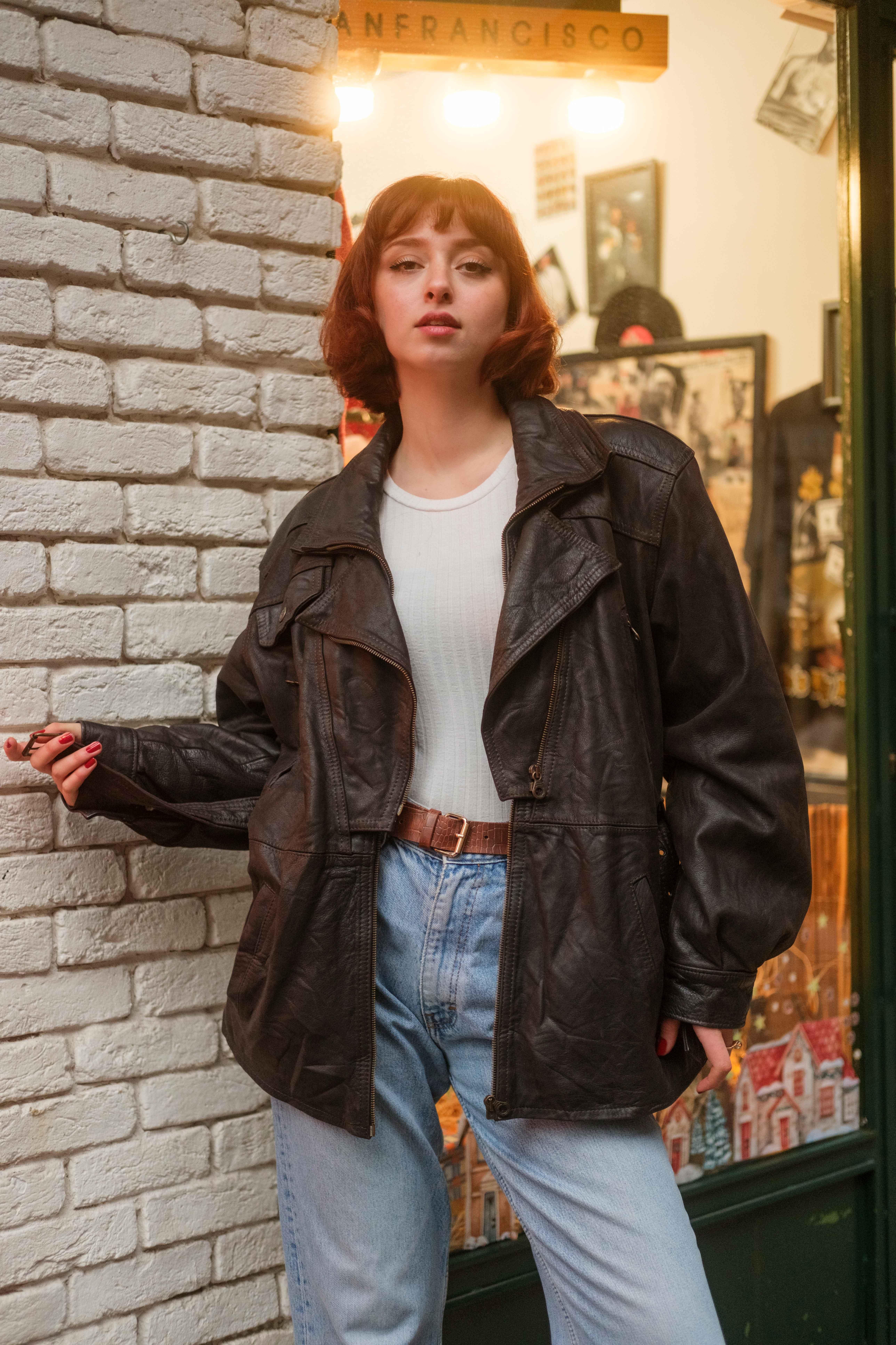 İTALİAN VİNTAGE UNİSEX DERİ CEKET