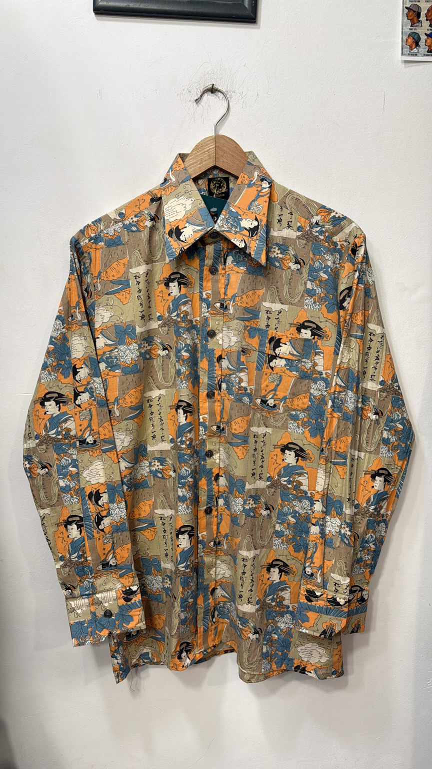 Japan Ukiyo-e 70s Yaka Gömlek