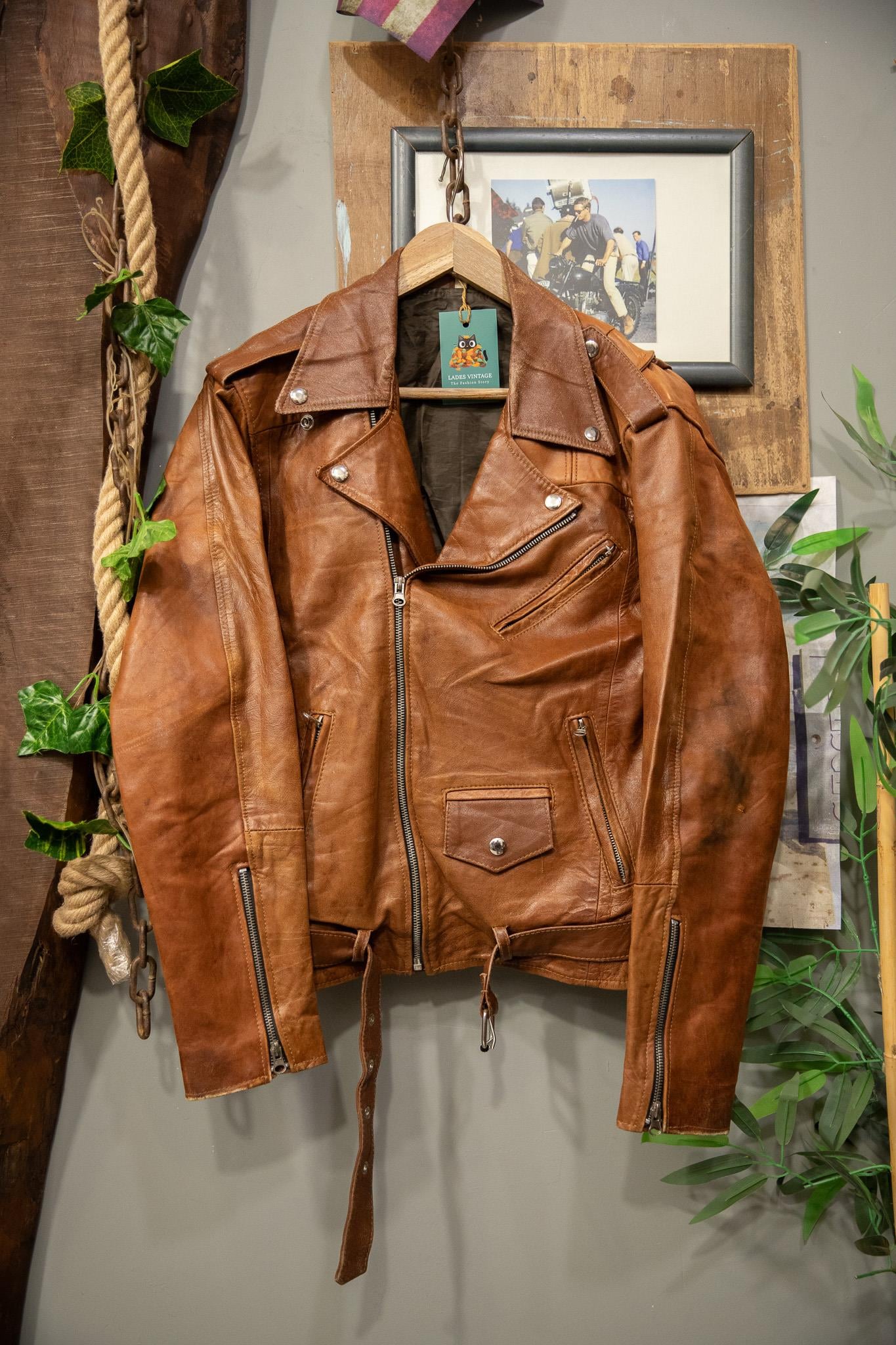 Kahve Renk Classic Biker Deri Ceket