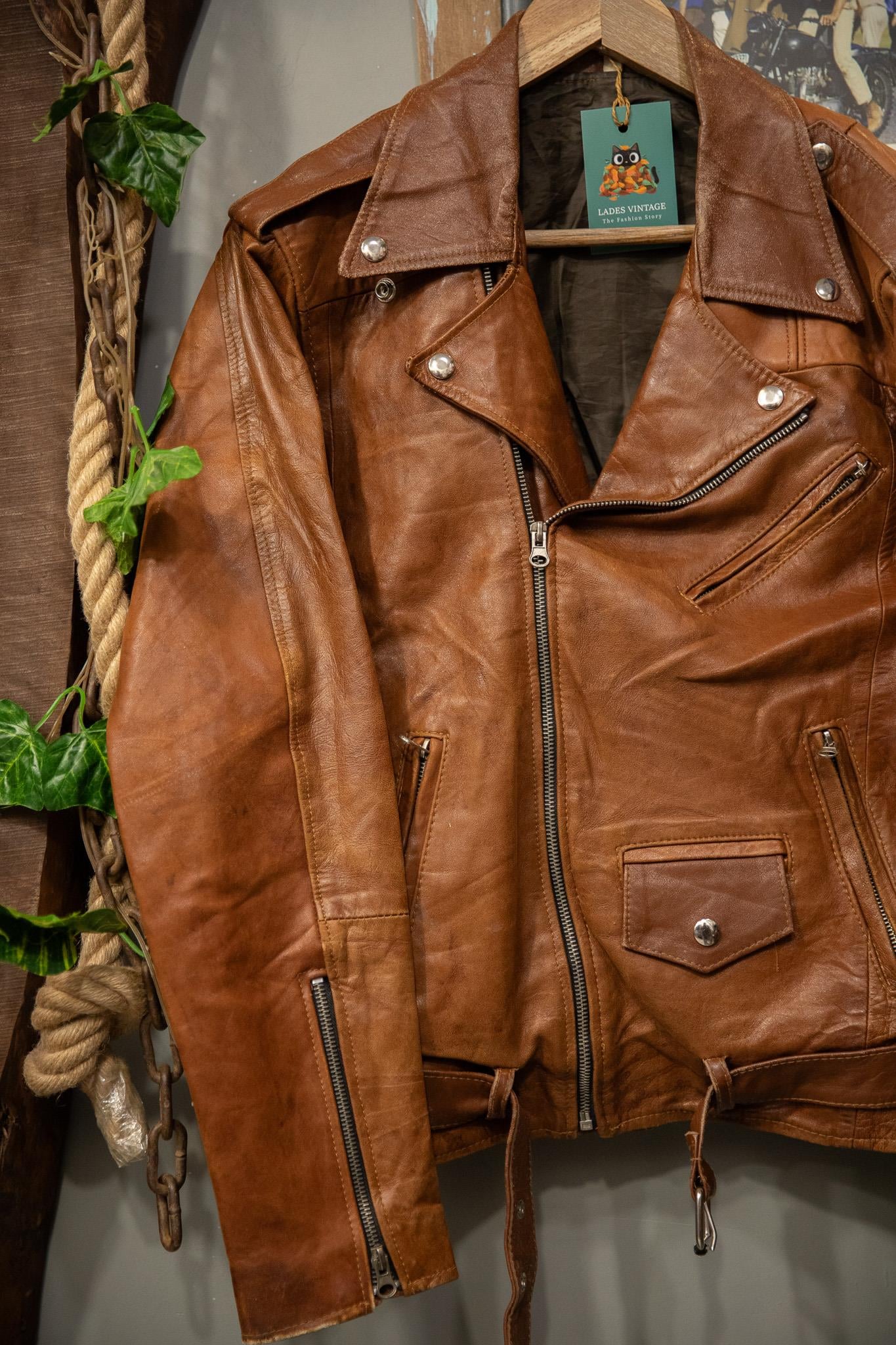 Kahve Renk Classic Biker Deri Ceket
