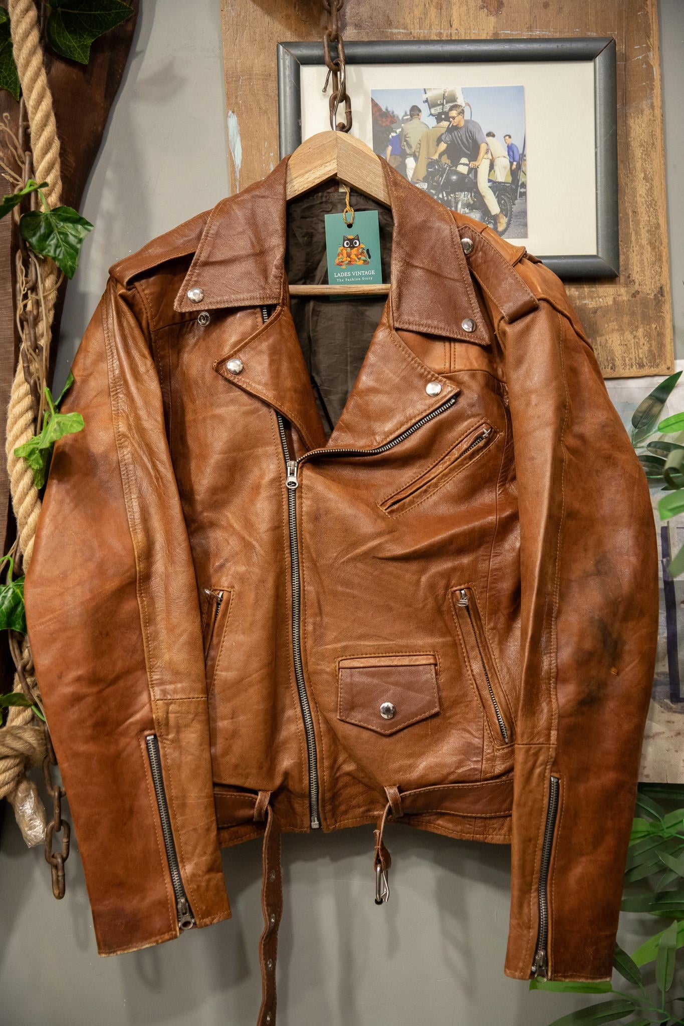 Kahve Renk Classic Biker Deri Ceket