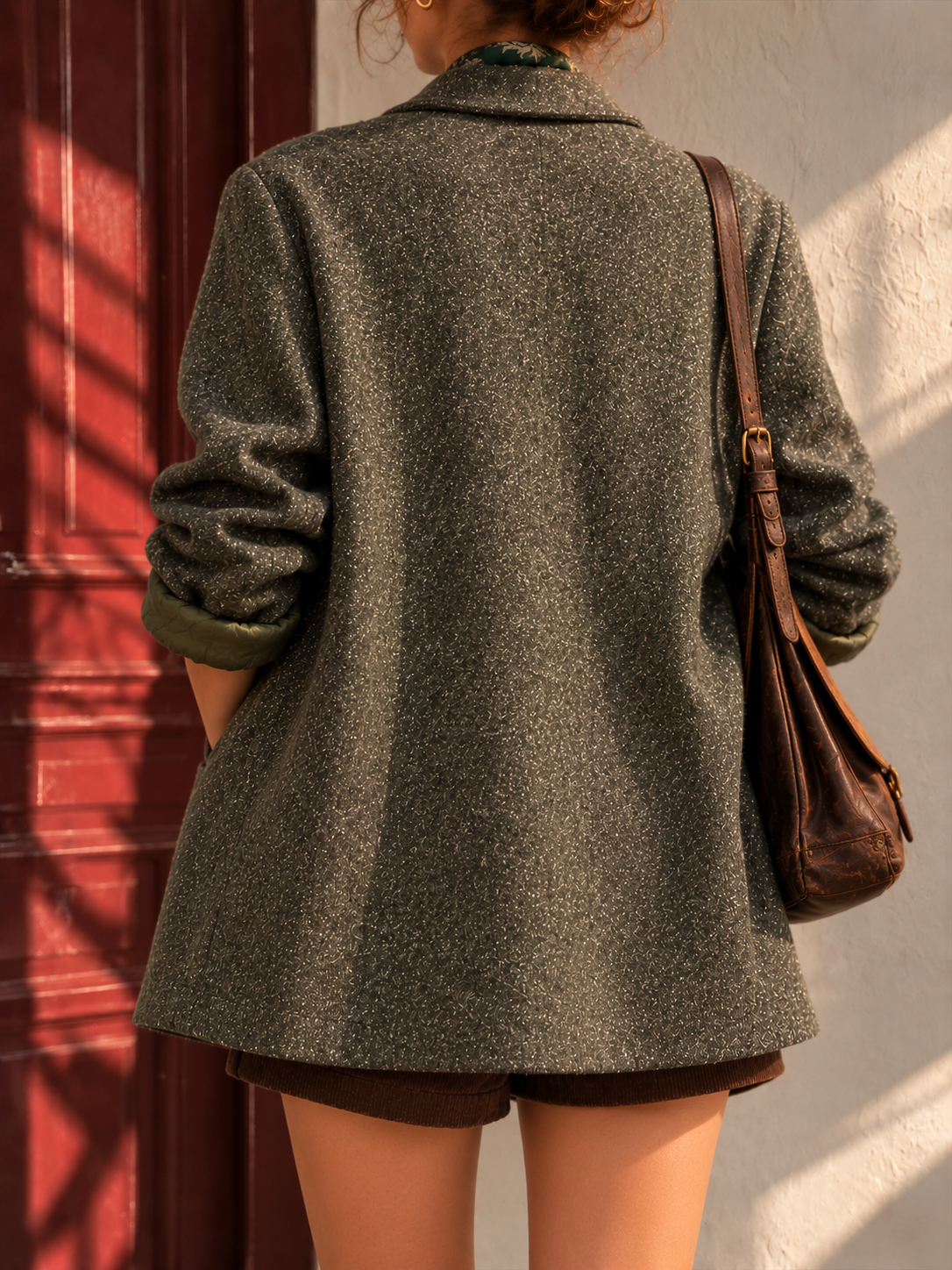 Kırçıllı Yünlü Tweed Klasik Ceket