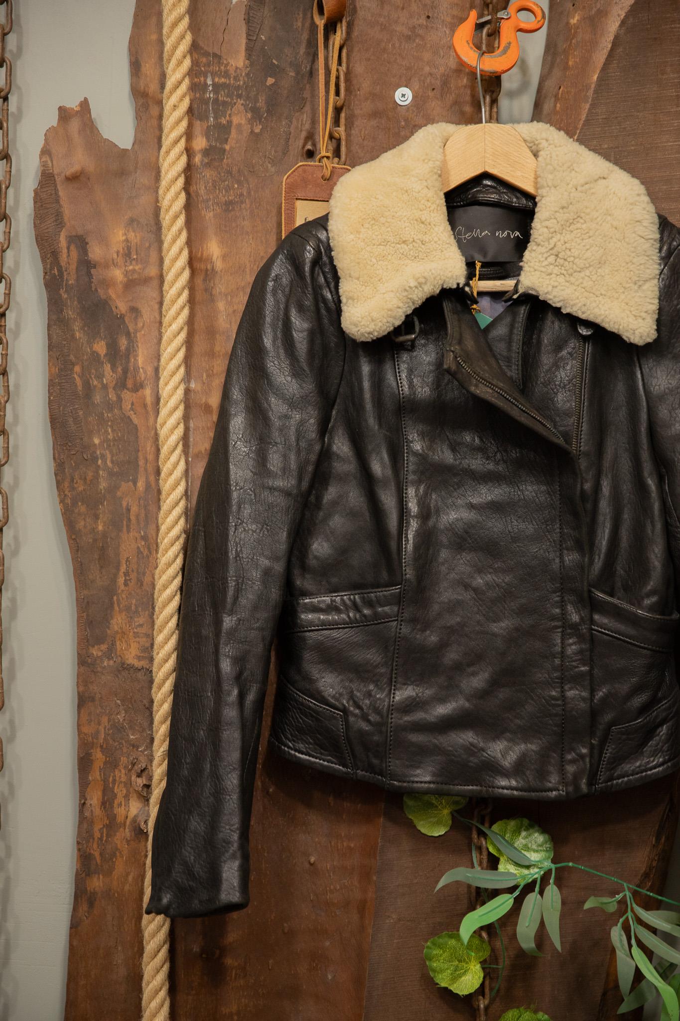 Kürk Yaka Classic Biker Deri Ceket