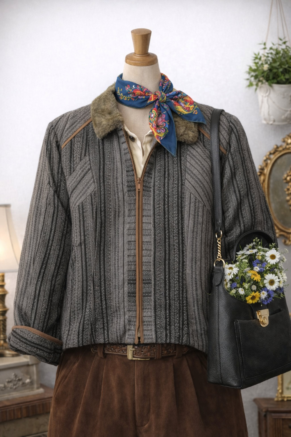 Kürklü Yaka 2000s Kısa Ceket