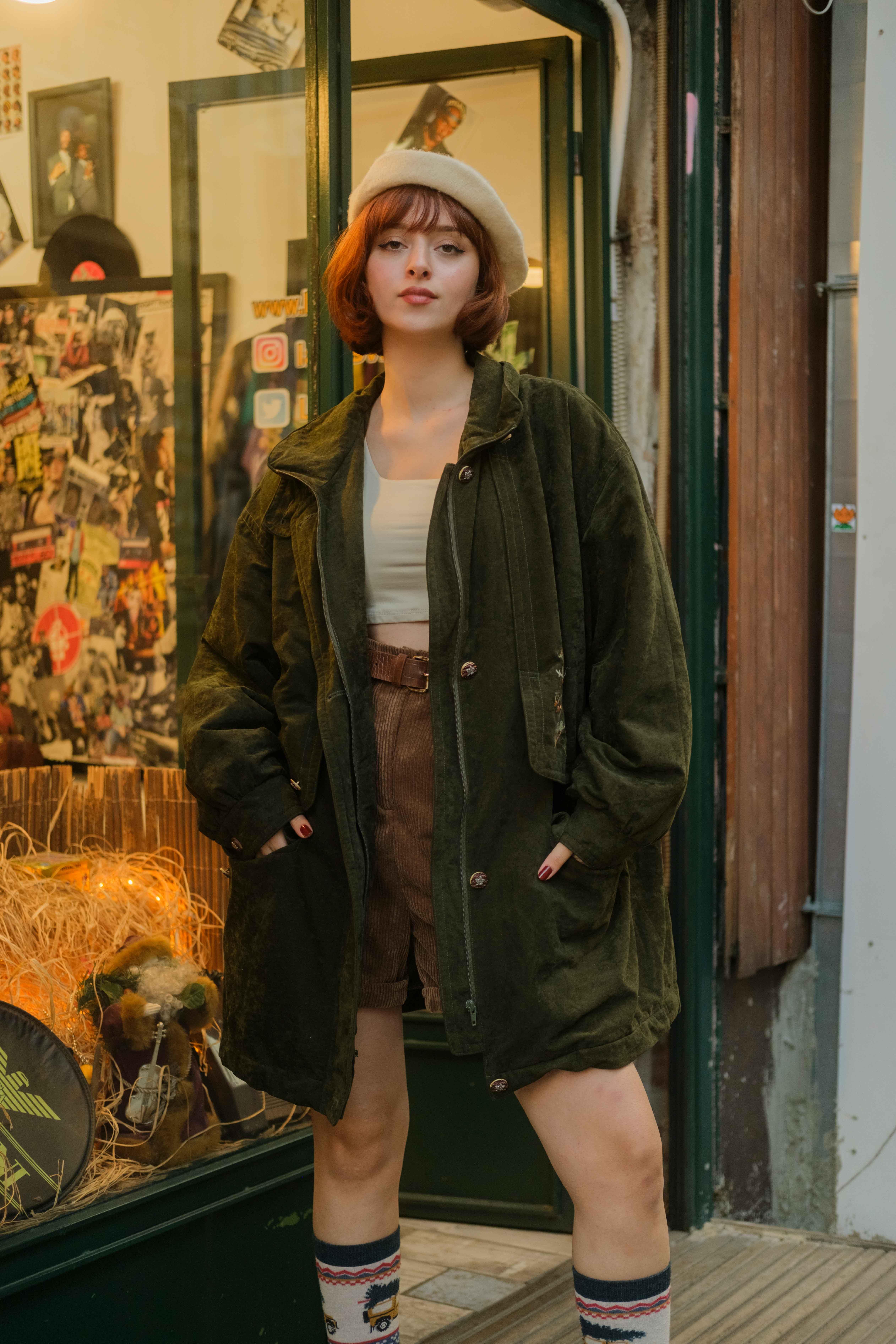 Nakışlı Kadife Unisex Vintage Ceket/Mont