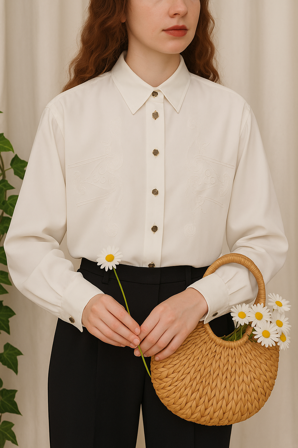 Paris Nakışlı Kadın Gömlek