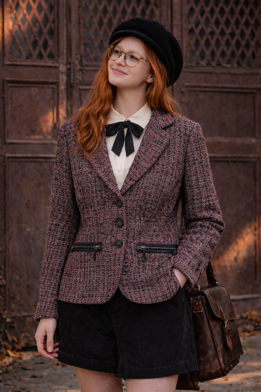 Pink Old Money Kısa Wool Ceket