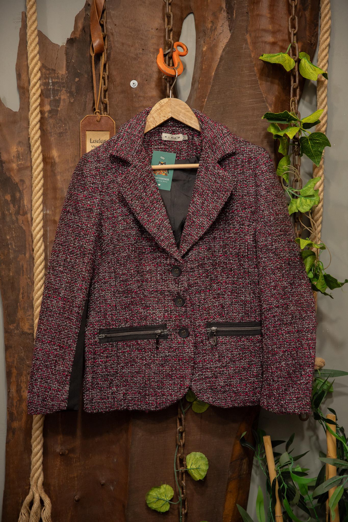 Pink Old Money Kısa Wool Ceket