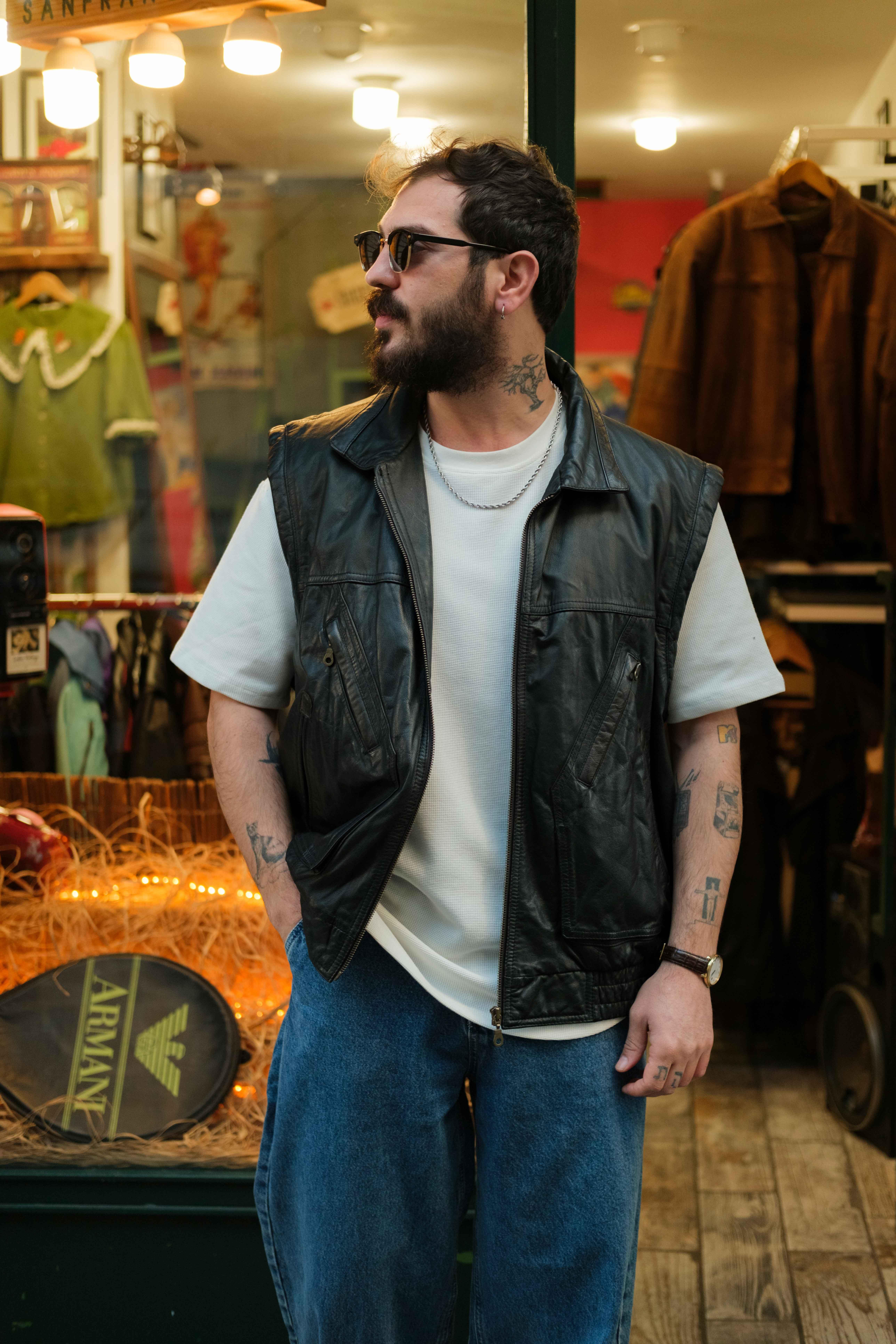 Prince Leather Model Bomber Unisex Deri Yelek