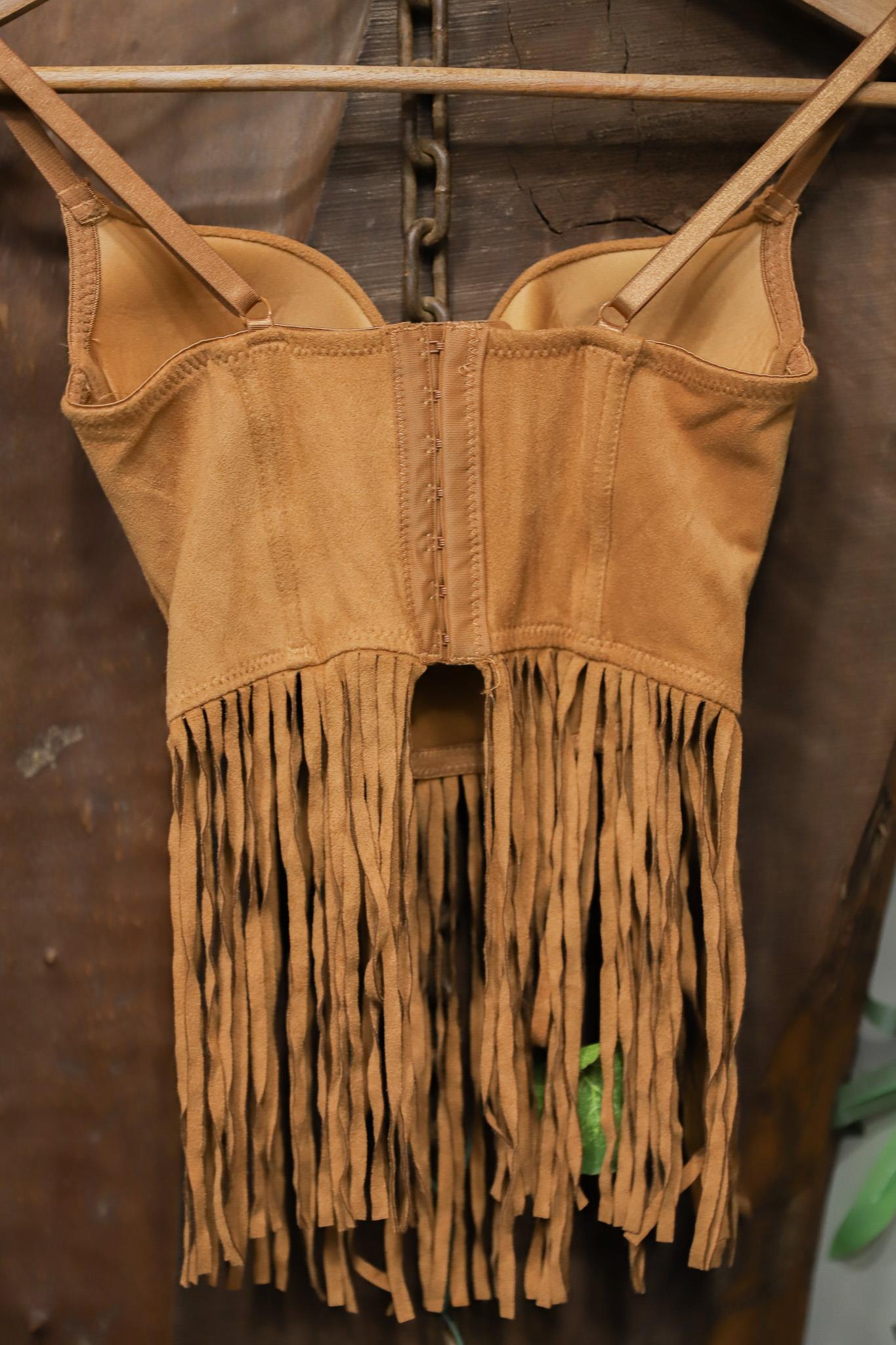 Püsküllü Festival Brown Suede Crop