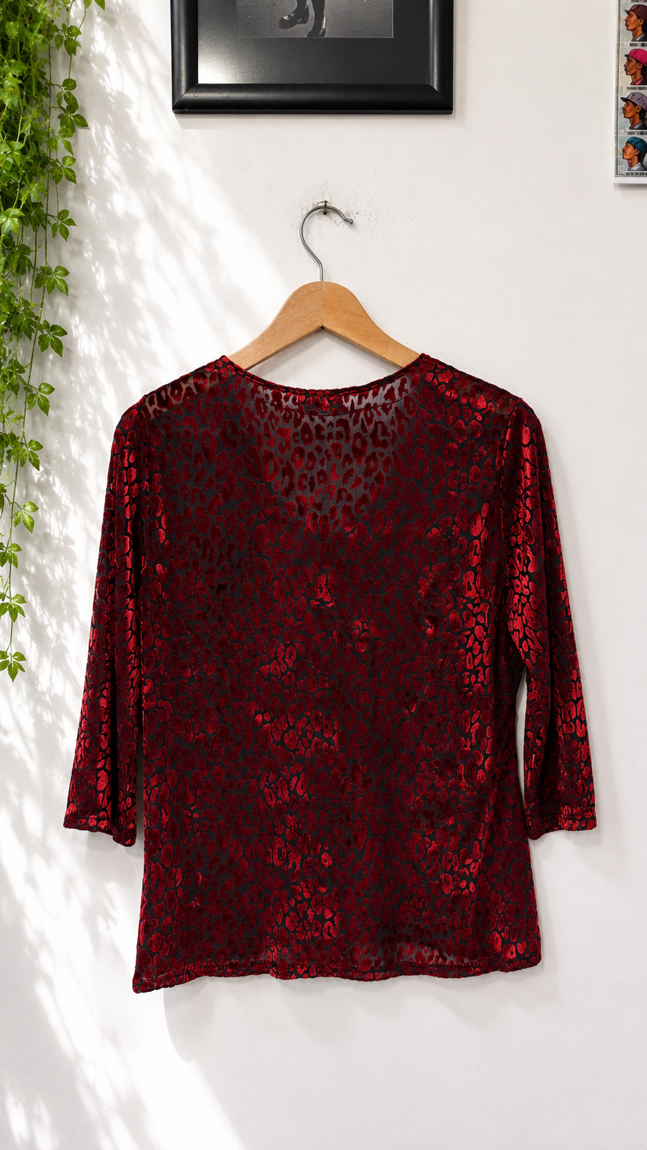 Red Leopard Velvet Blouse