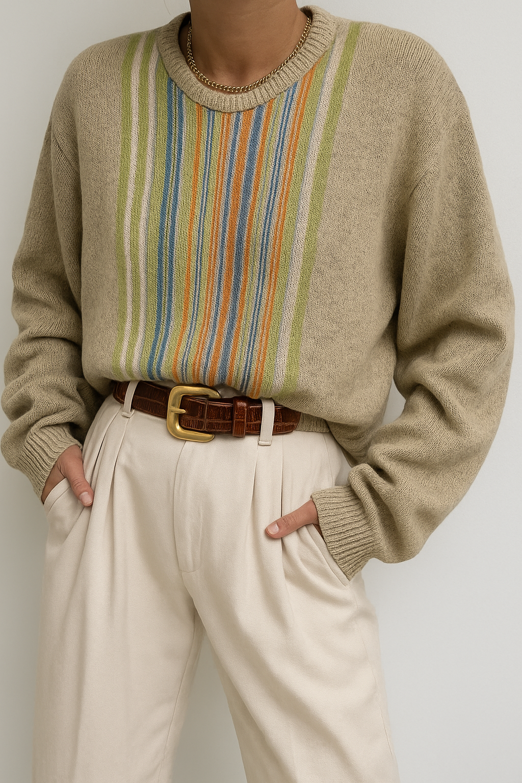 Stripe Knit Çizgi Kazak