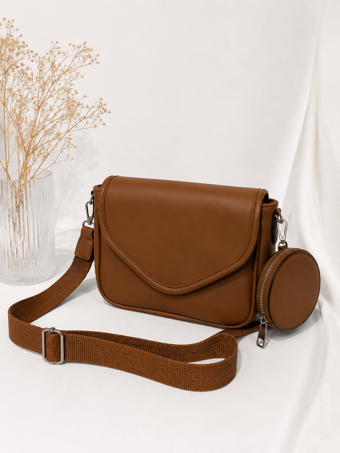 Taba/Camel Crossbody Bag Deri Çanta