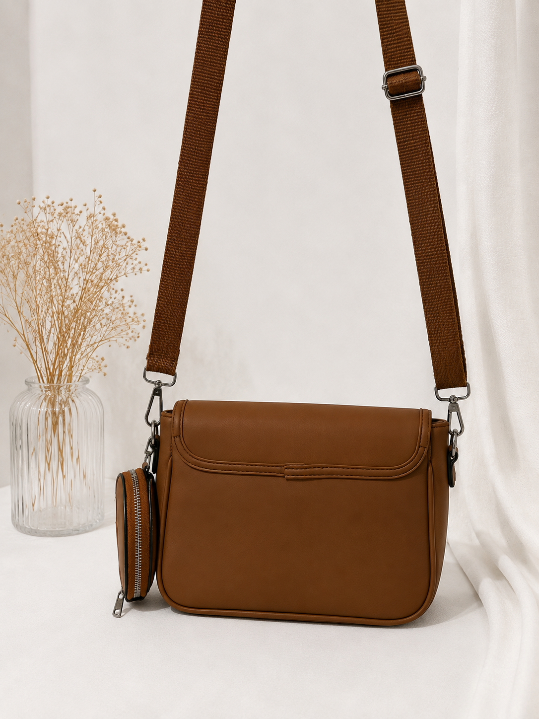 Taba/Camel Crossbody Bag Deri Çanta