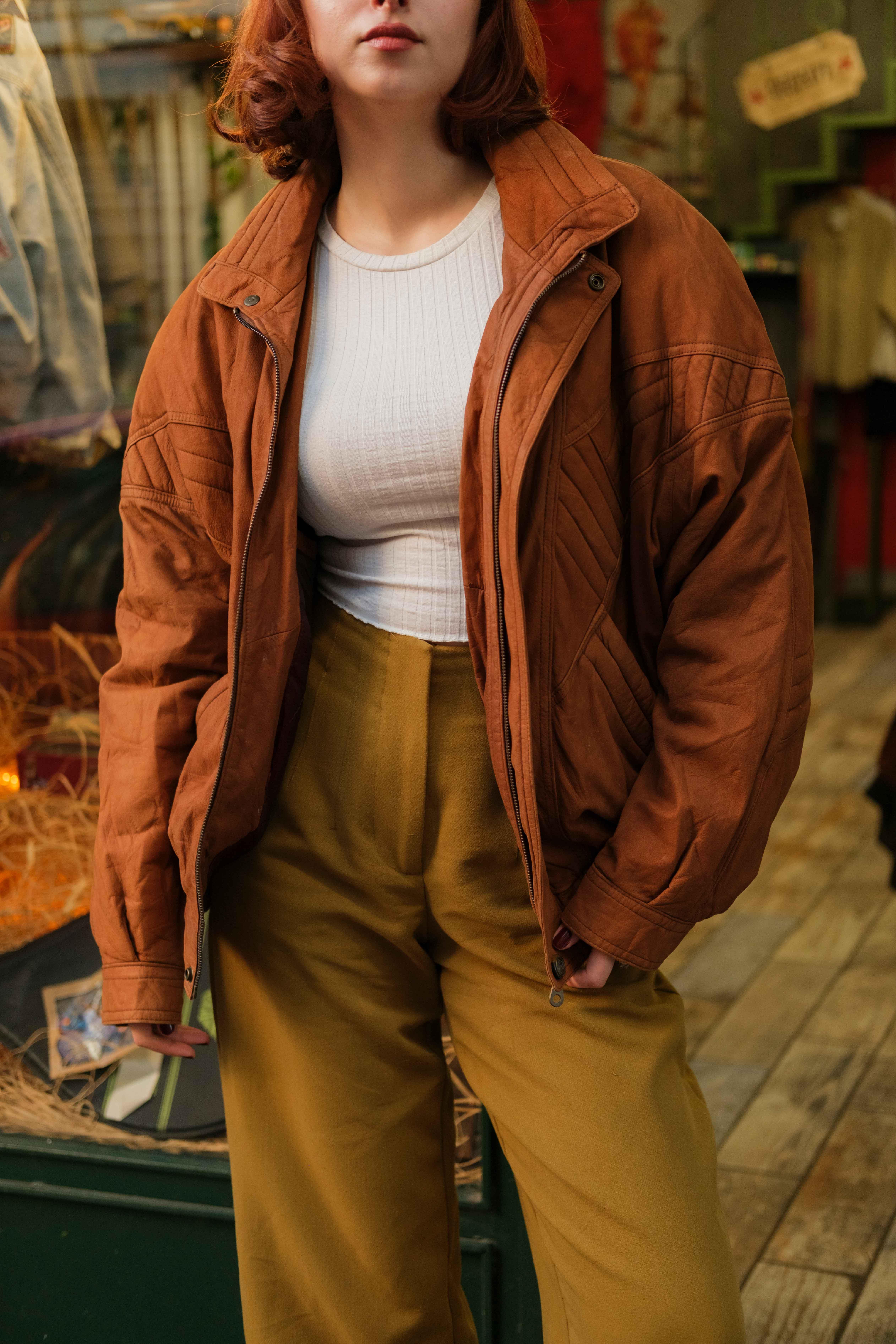 UNİSEX BOMBER MODEL DERİ CEKET