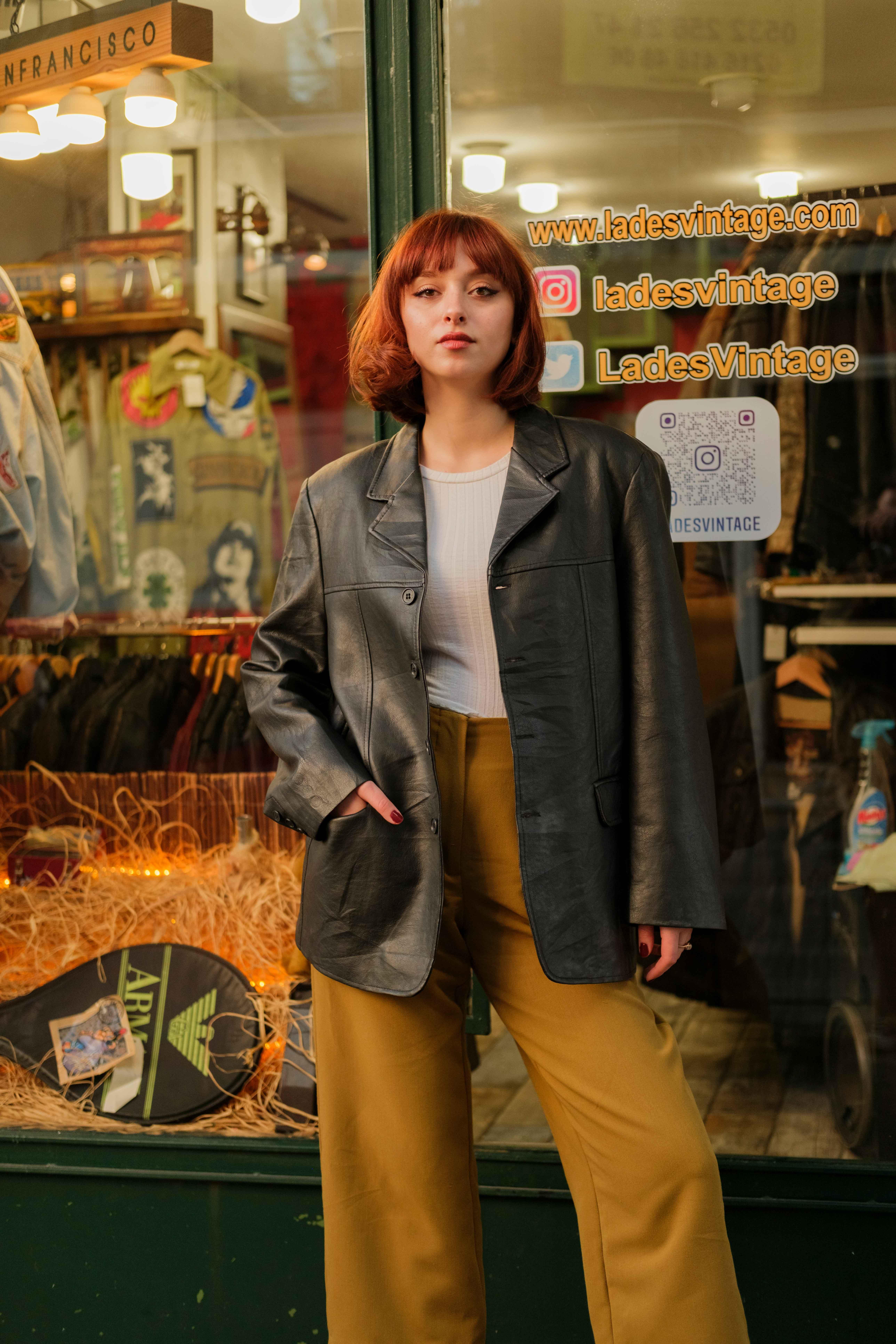 Vintage 90s Blazer Model Unisex Deri Ceket
