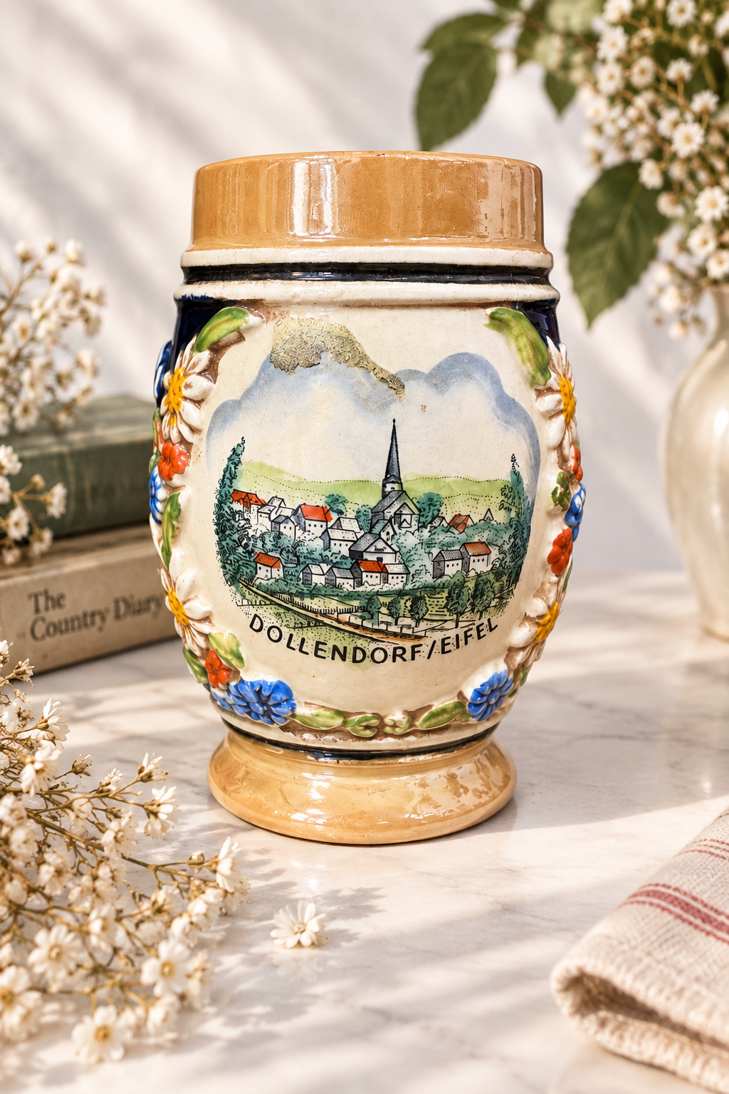Vintage Alman Seramik Bira Kupası – Dollendorf / Eifel
