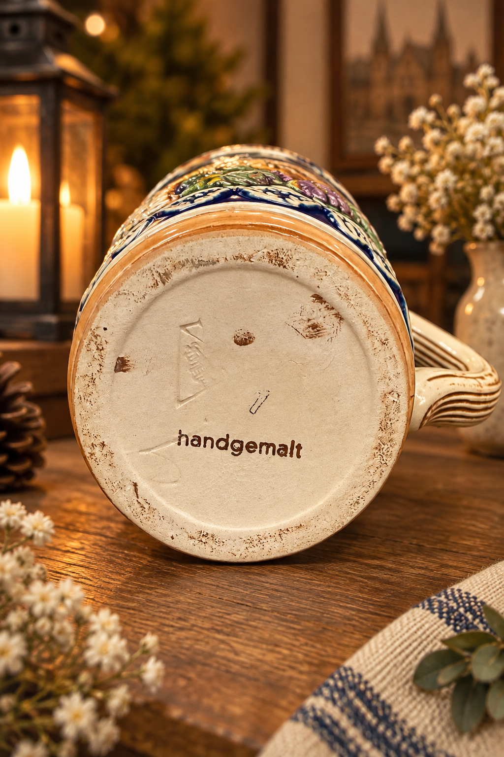 Vintage Alman Seramik Bira Kupası – Dollendorf / Eifel