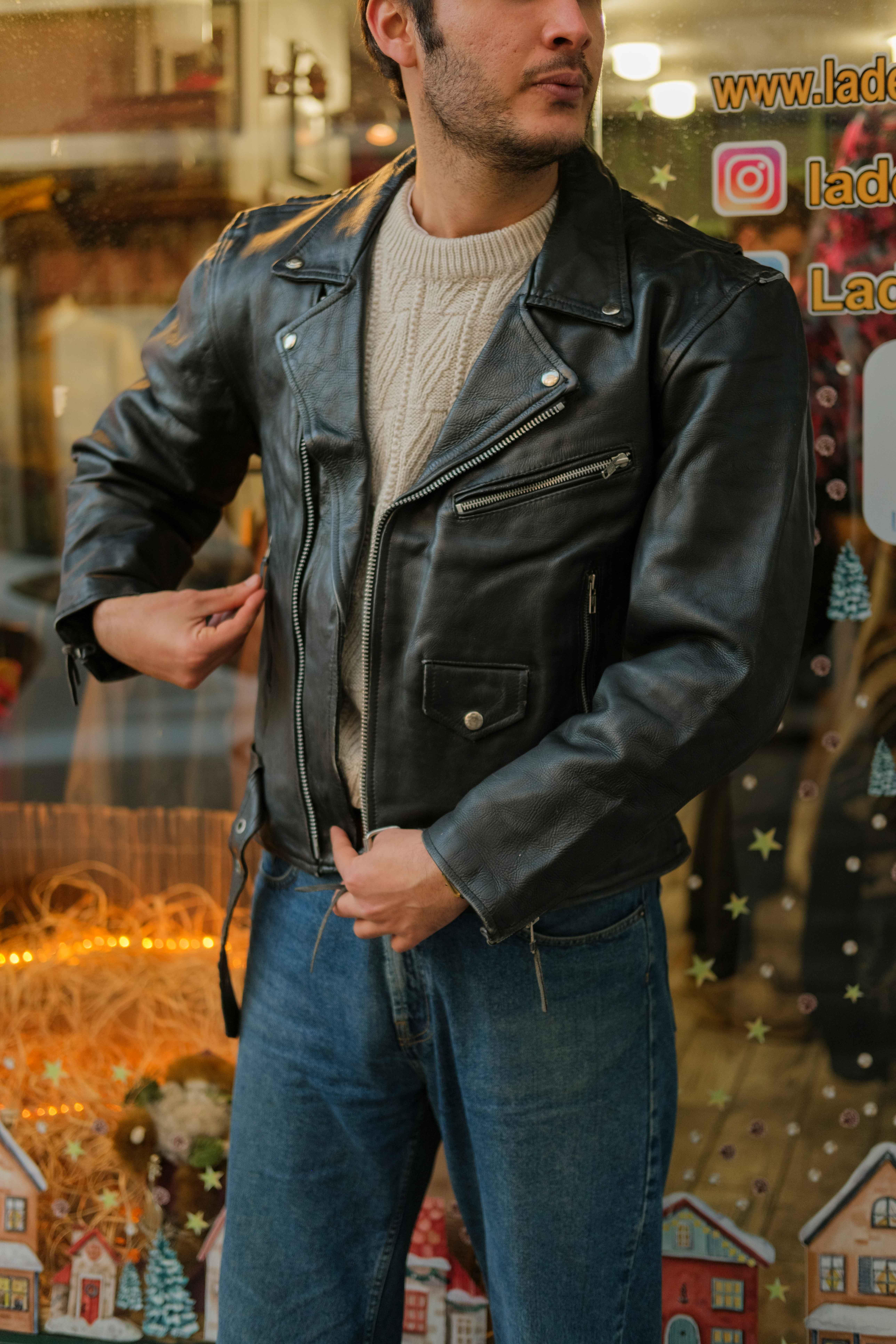 VİNTAGE BIKER DERİ CEKET
