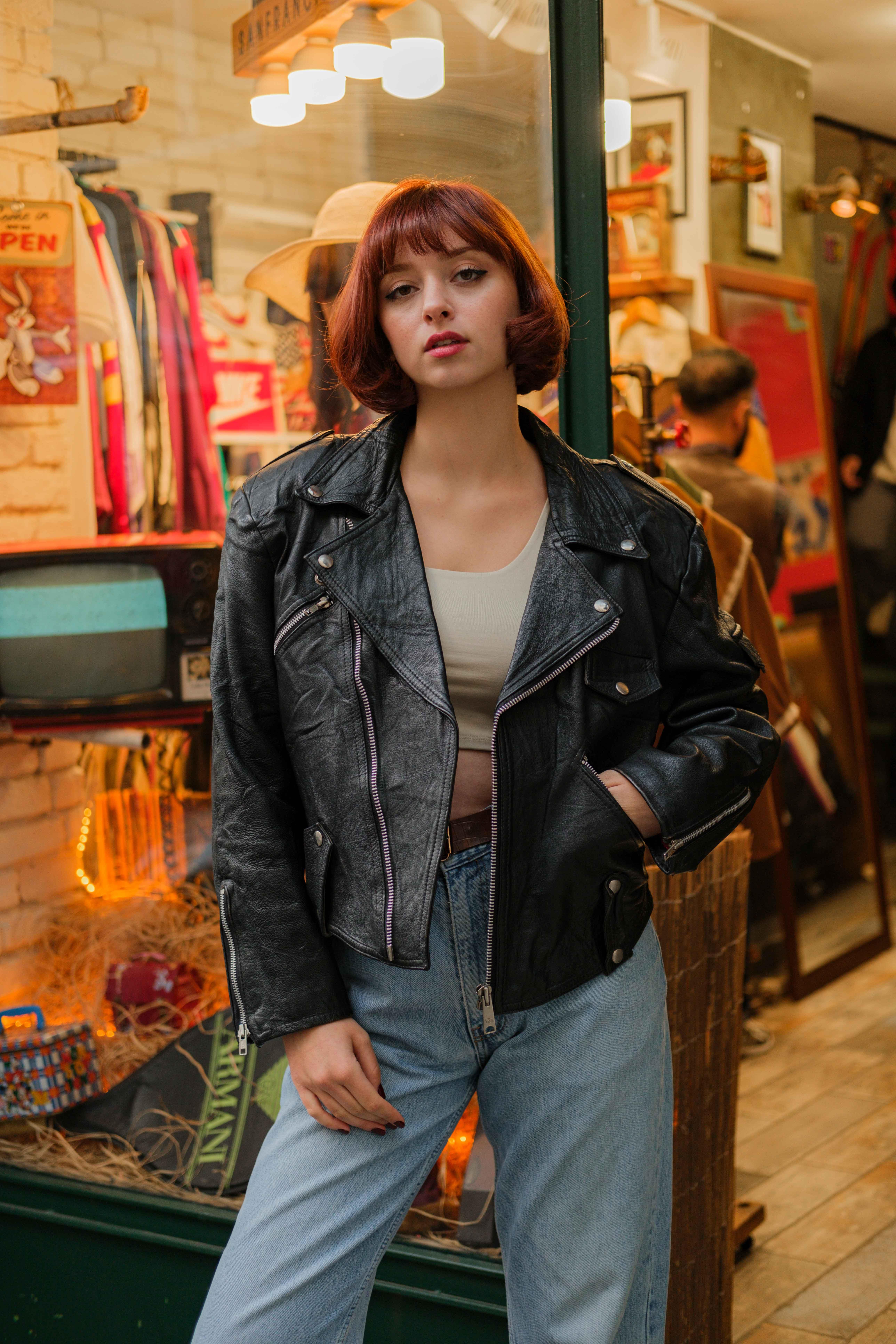 VİNTAGE BIKER DERİ CEKET