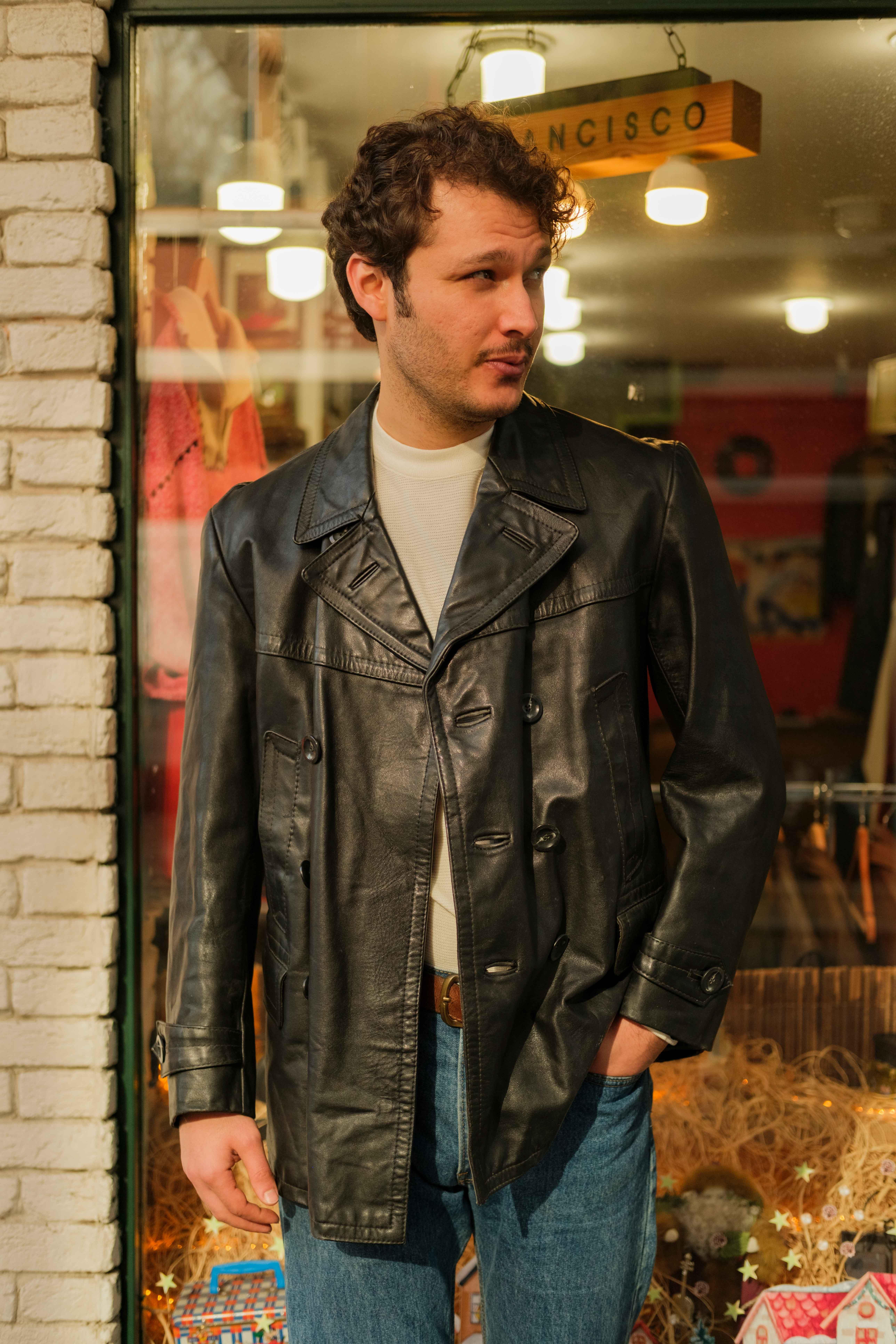 Vintage Blazer Model Unisex Deri Ceket