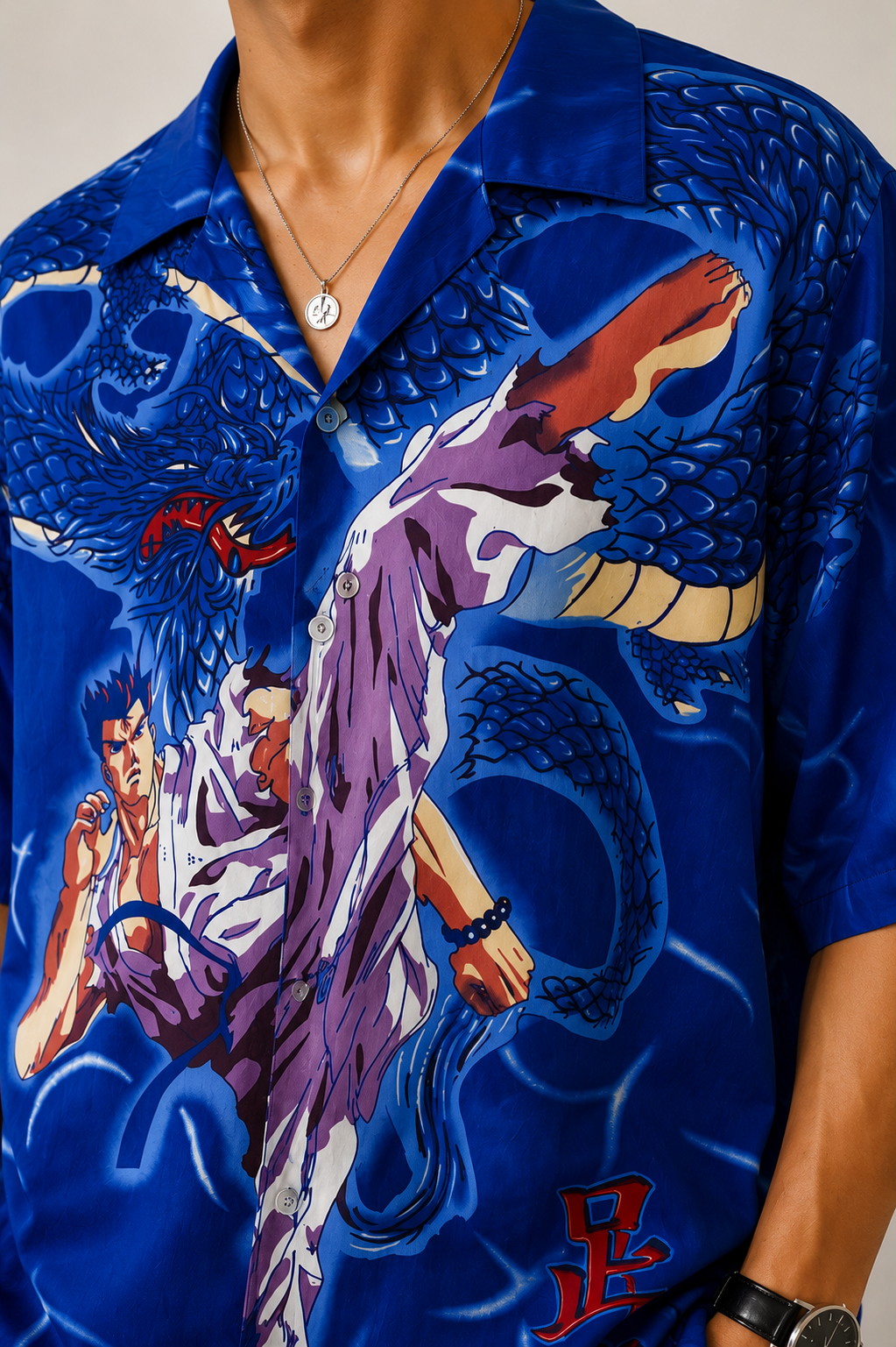 Vintage Blue Dragon Gömlek