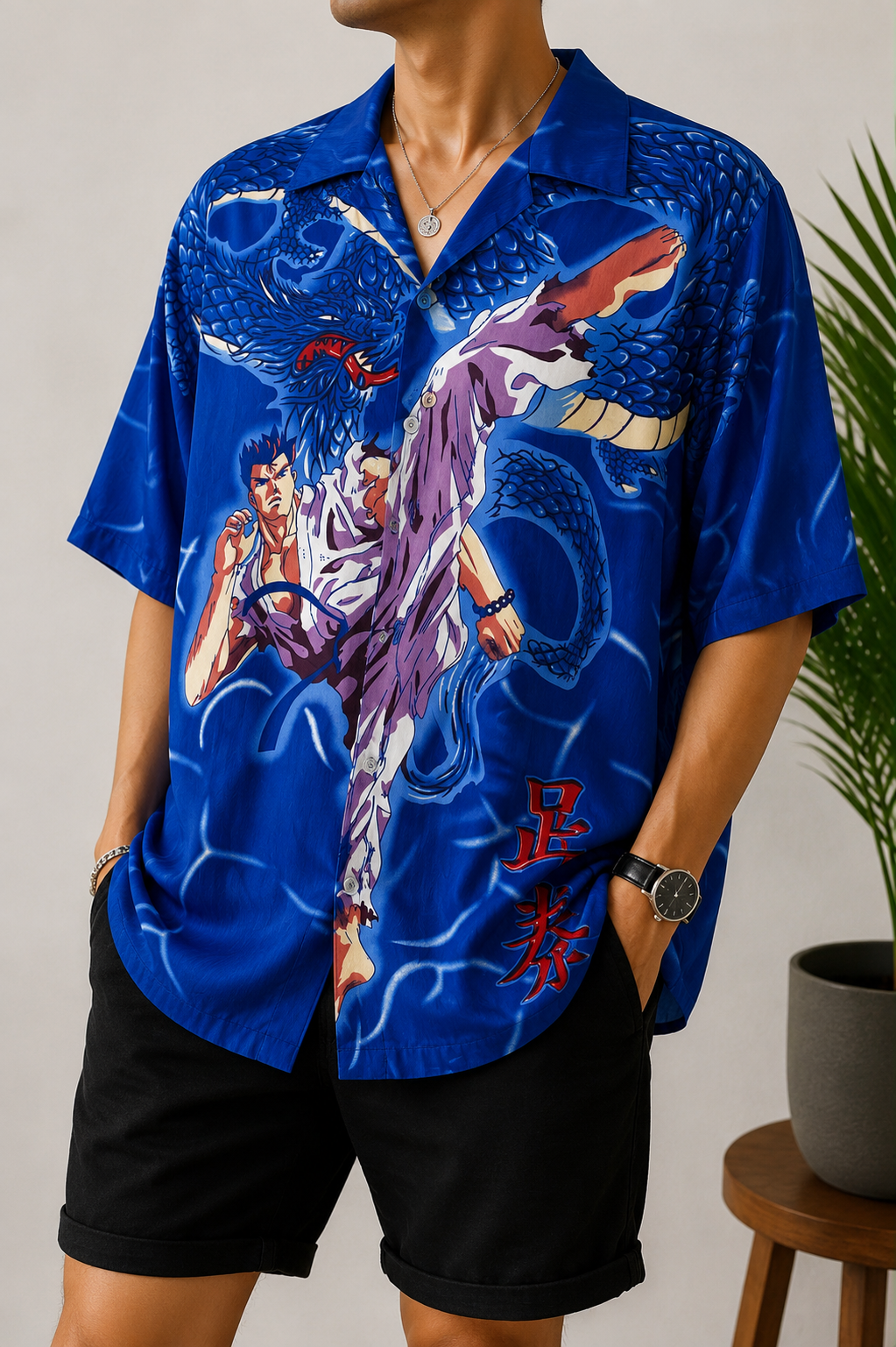 Vintage Blue Dragon Gömlek