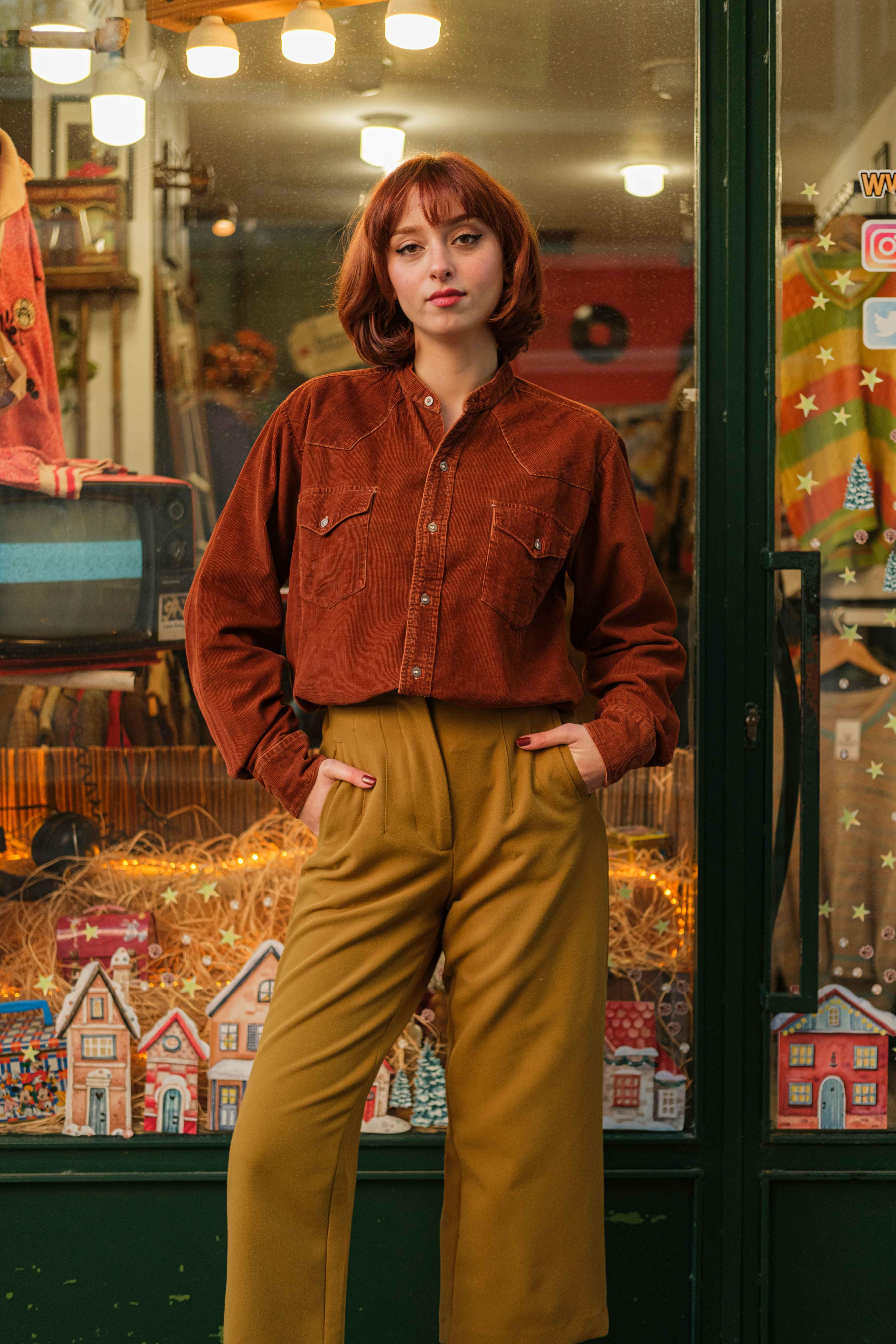 VİNTAGE KADİFE GÖMLEK