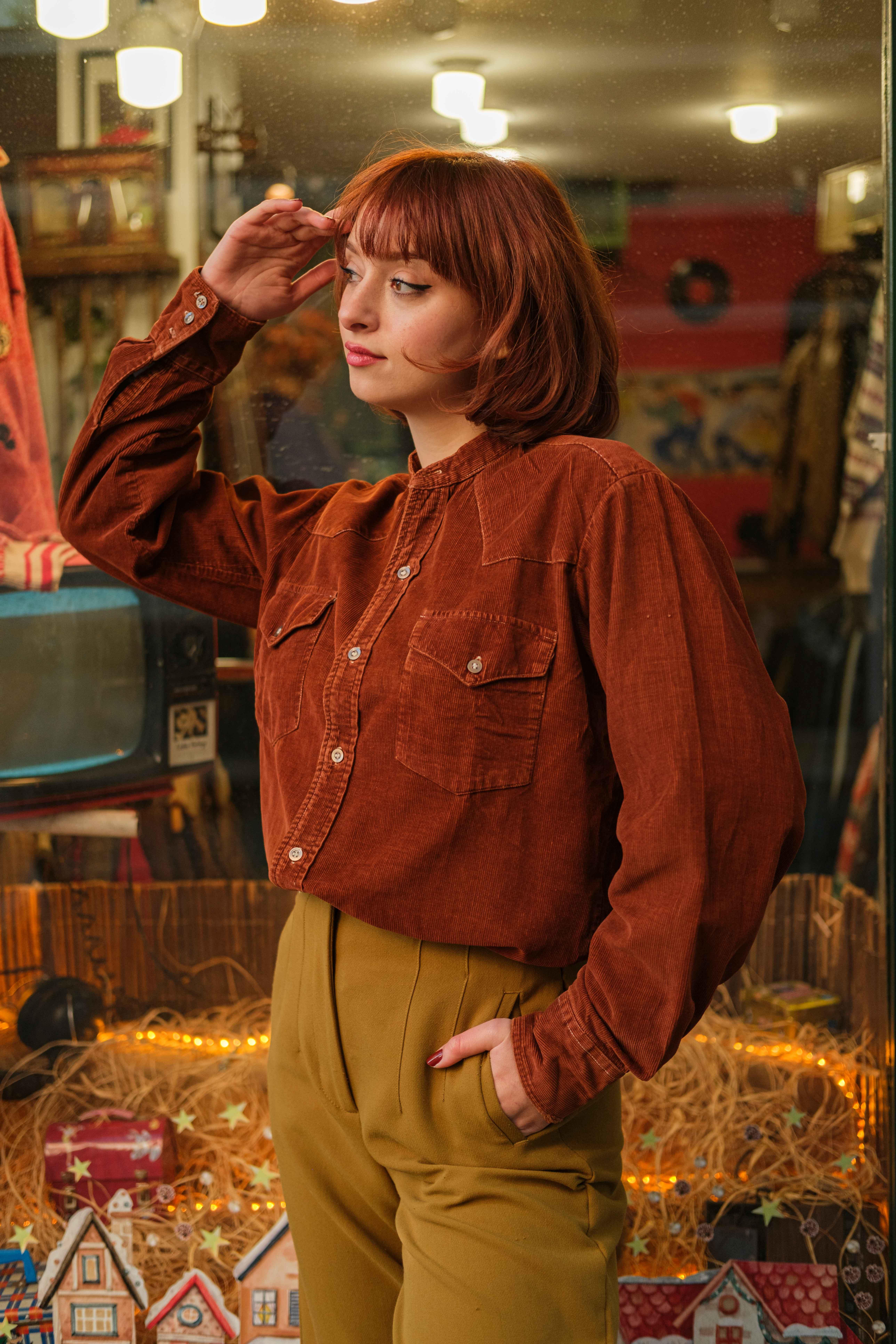 VİNTAGE KADİFE GÖMLEK