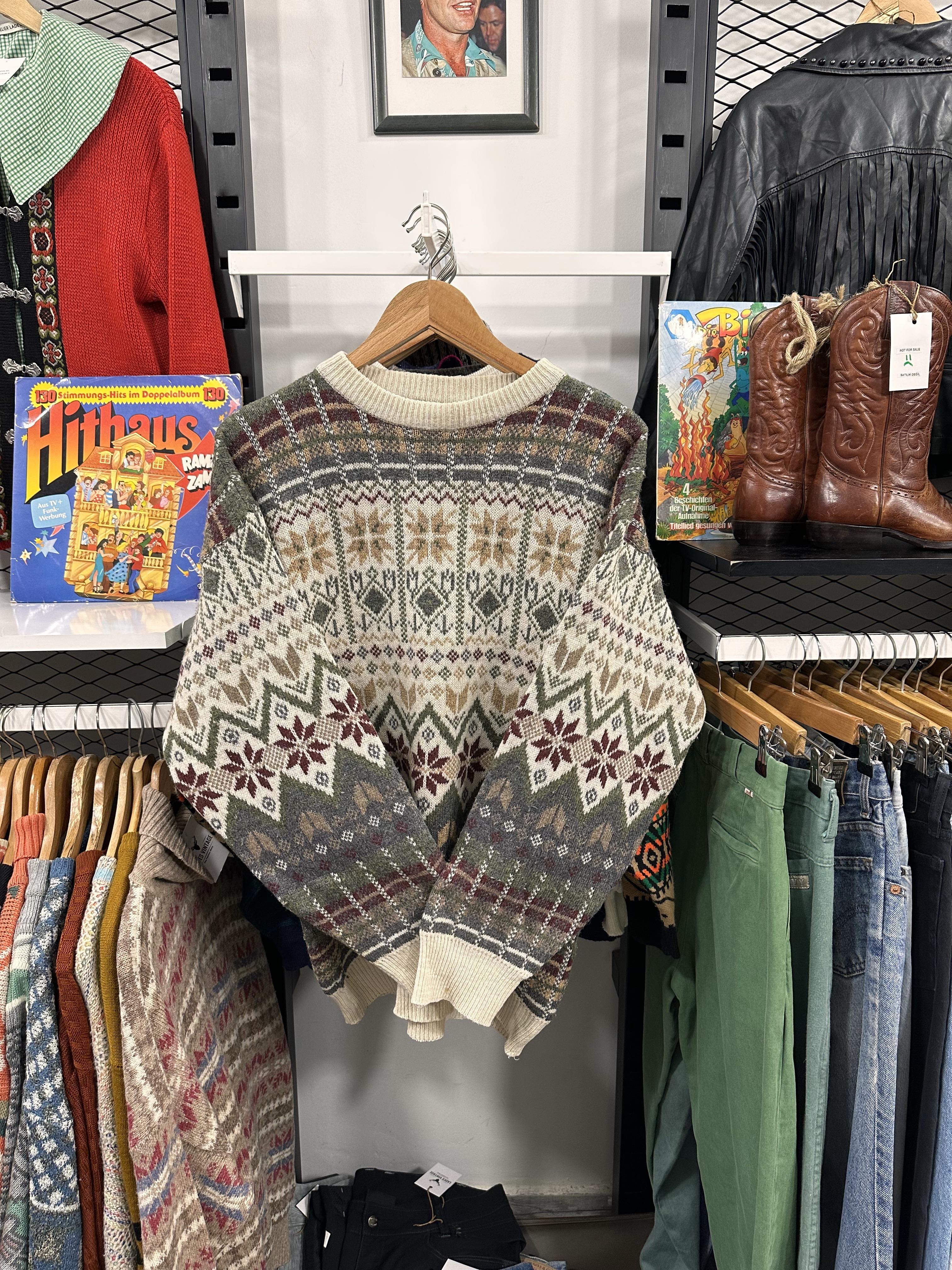 Vintage Shetland Örme Kazak