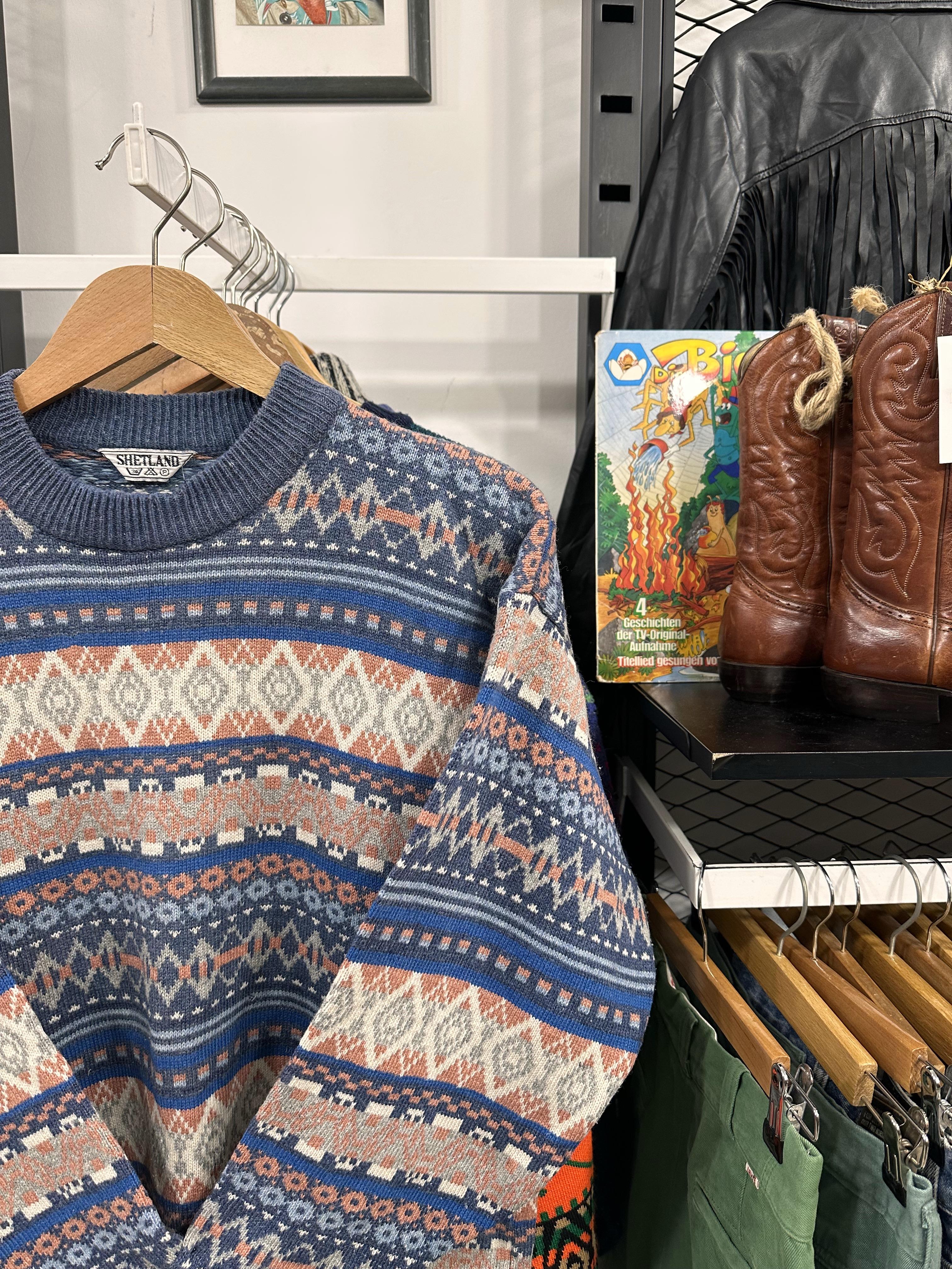 Vintage Shetland Wool Unisex Kazak
