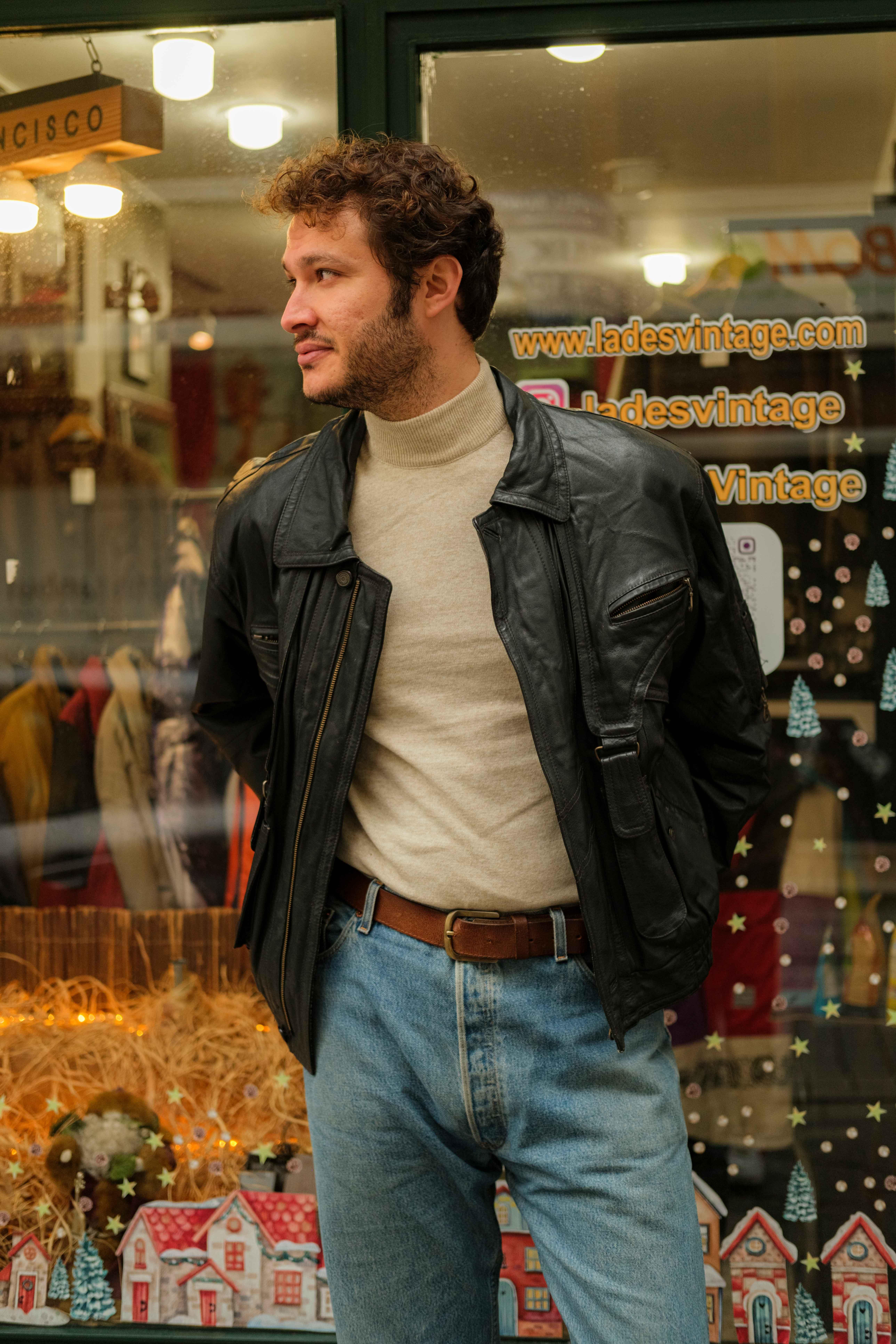 Vintage Smooth City Black Bomber Unisex Deri Ceket