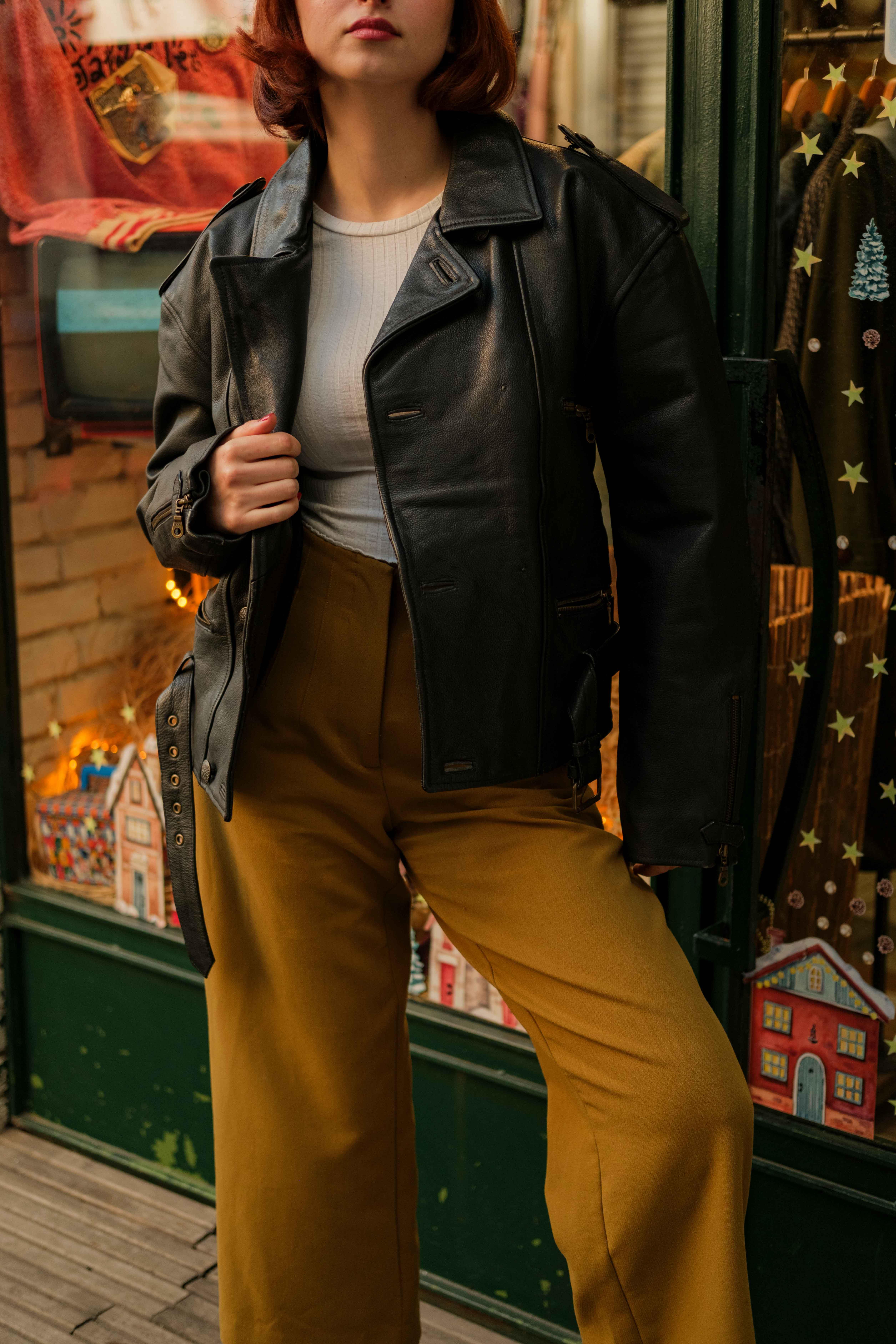 VİNTAGE UNİSEX BIKER DERİ CEKET