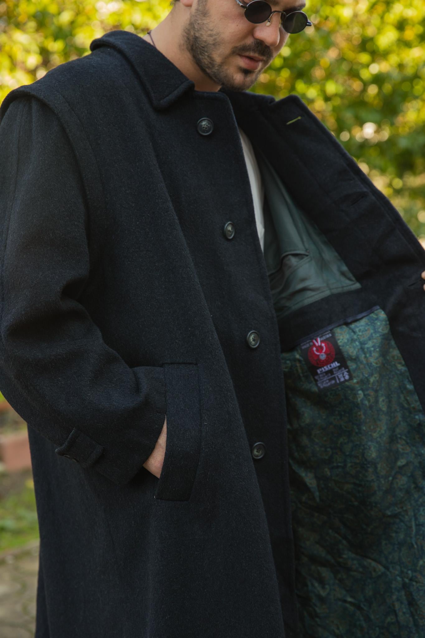 Vintage Unisex Kaşe Kaban