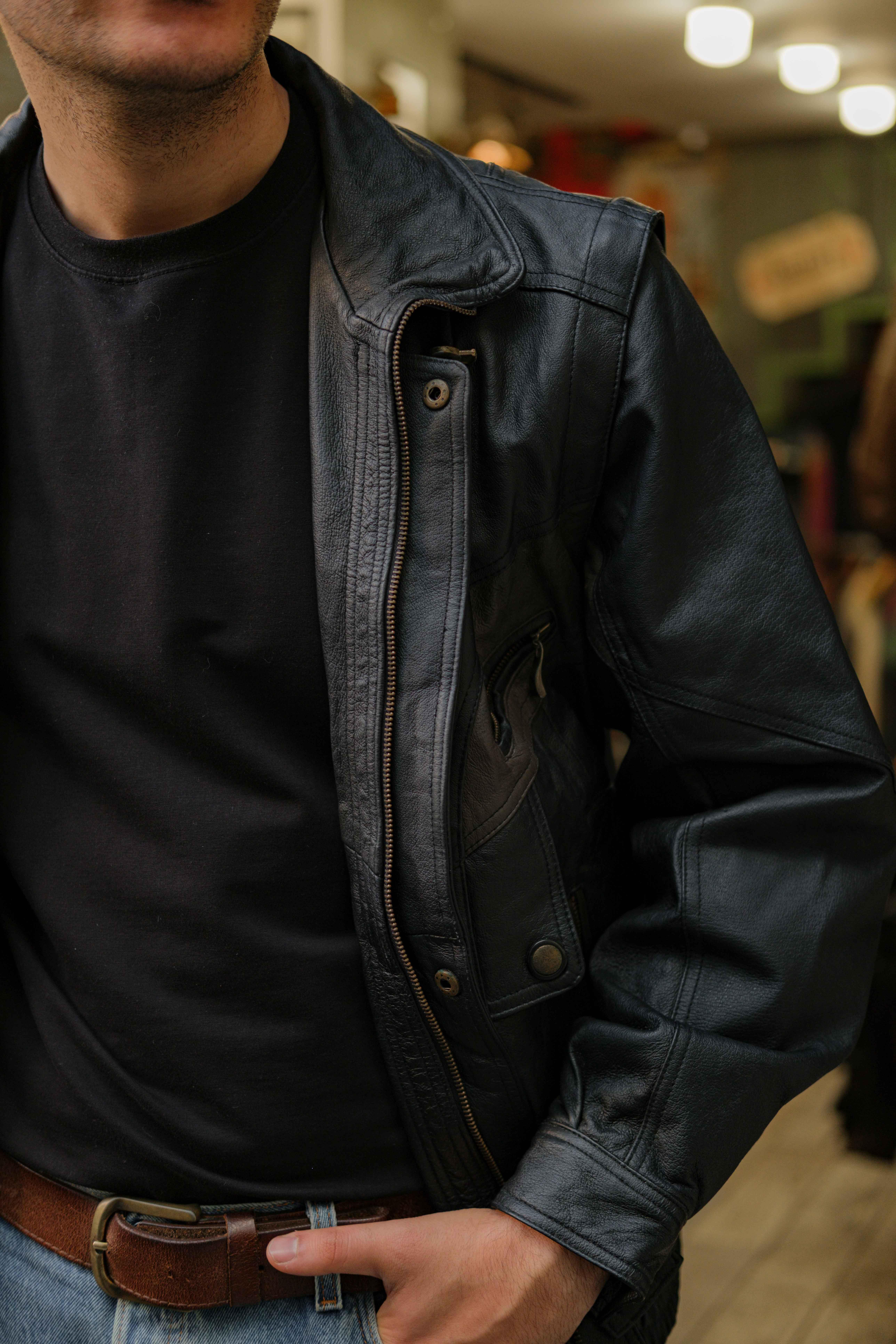 Vintage Yelekli Bomber Unisex Deri Ceket