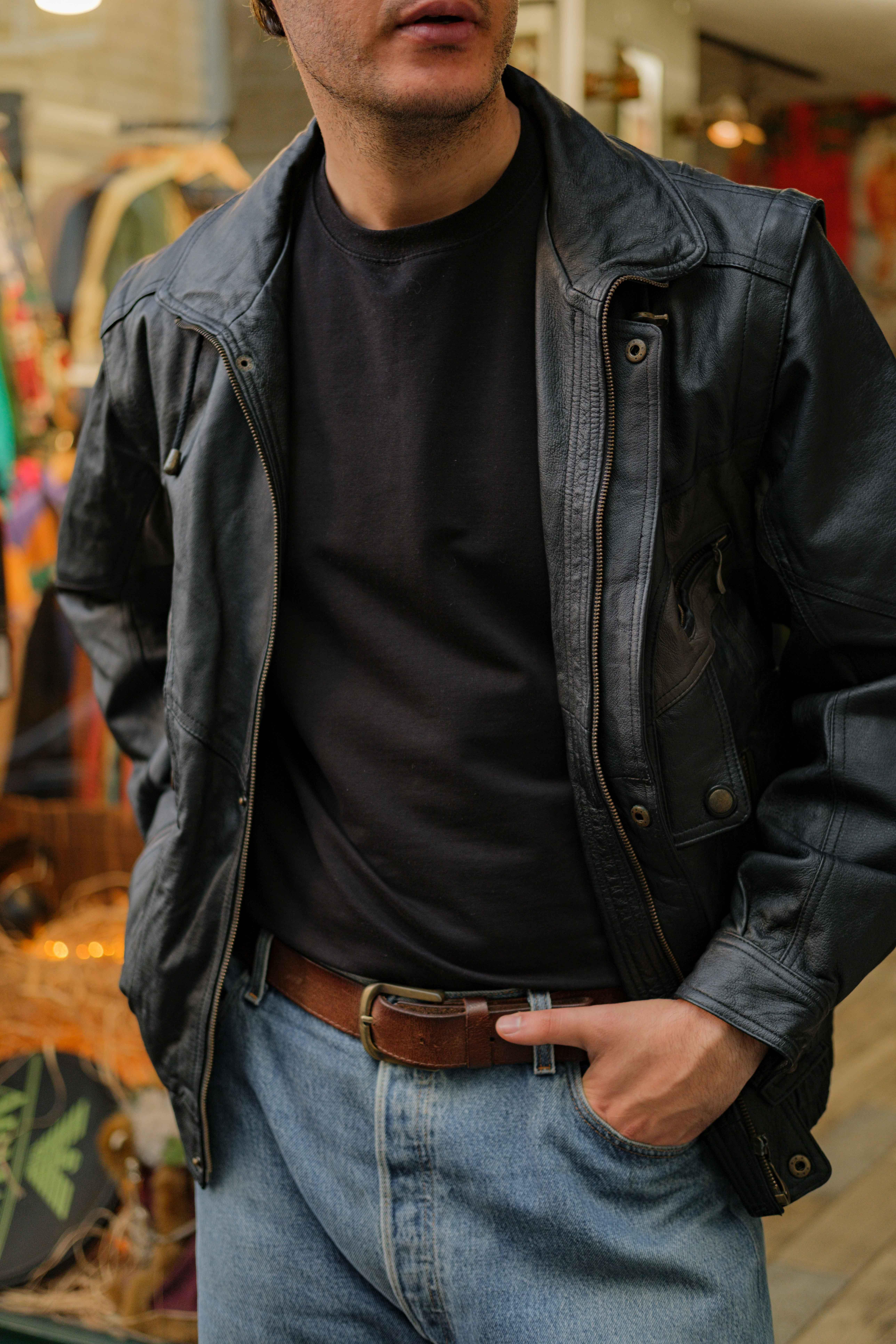 Vintage Yelekli Bomber Unisex Deri Ceket