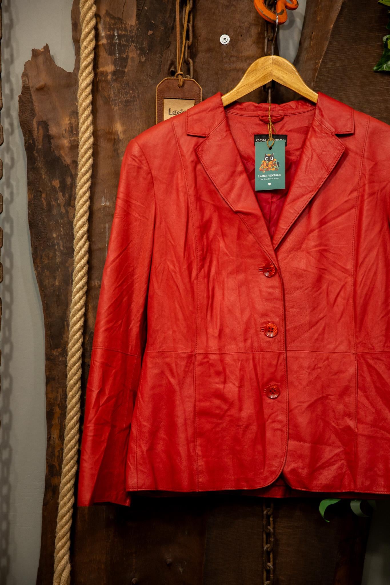 Y2K 90s Red Blazer Deri Ceket