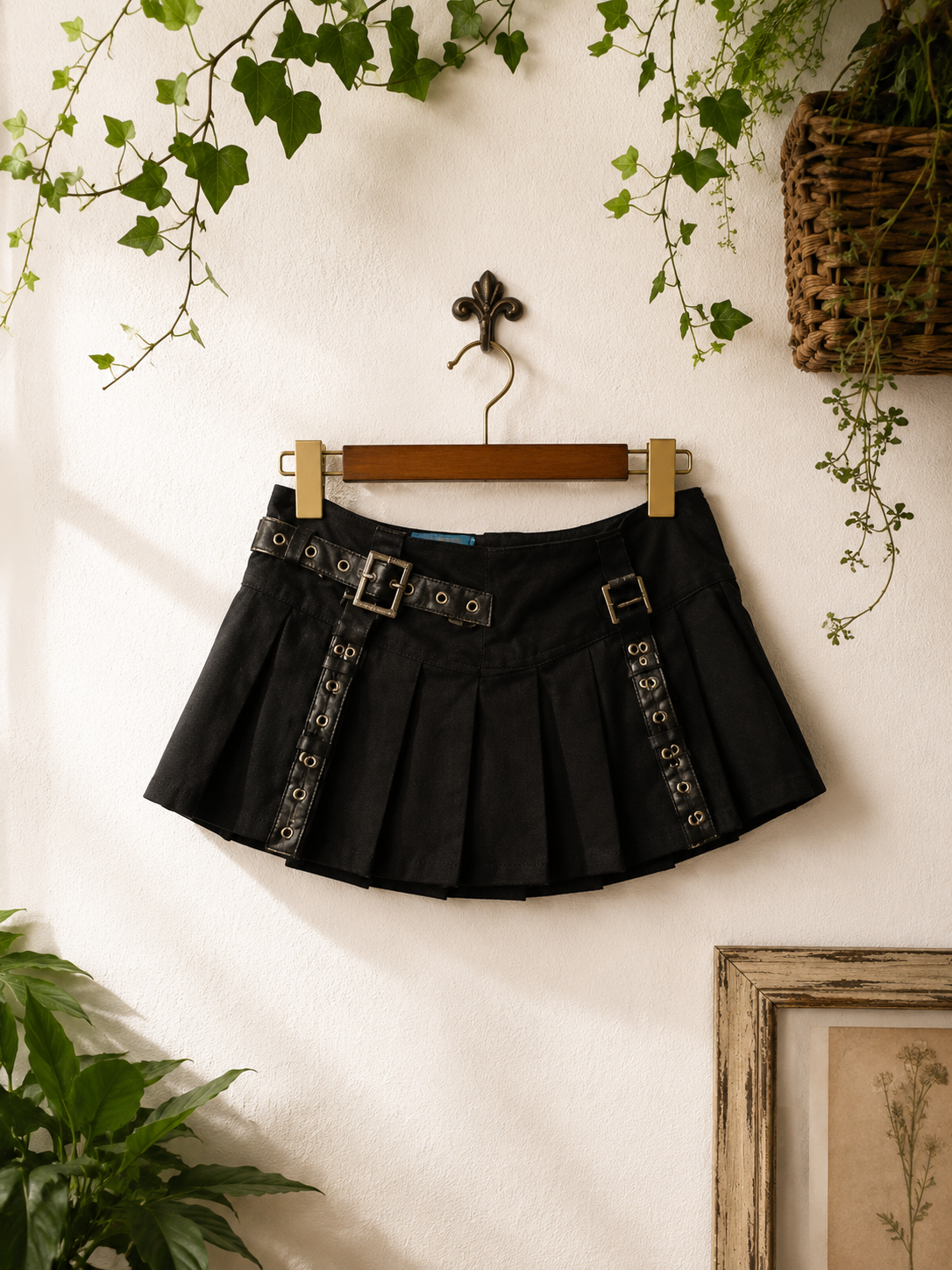Y2K Black Pleated Etek