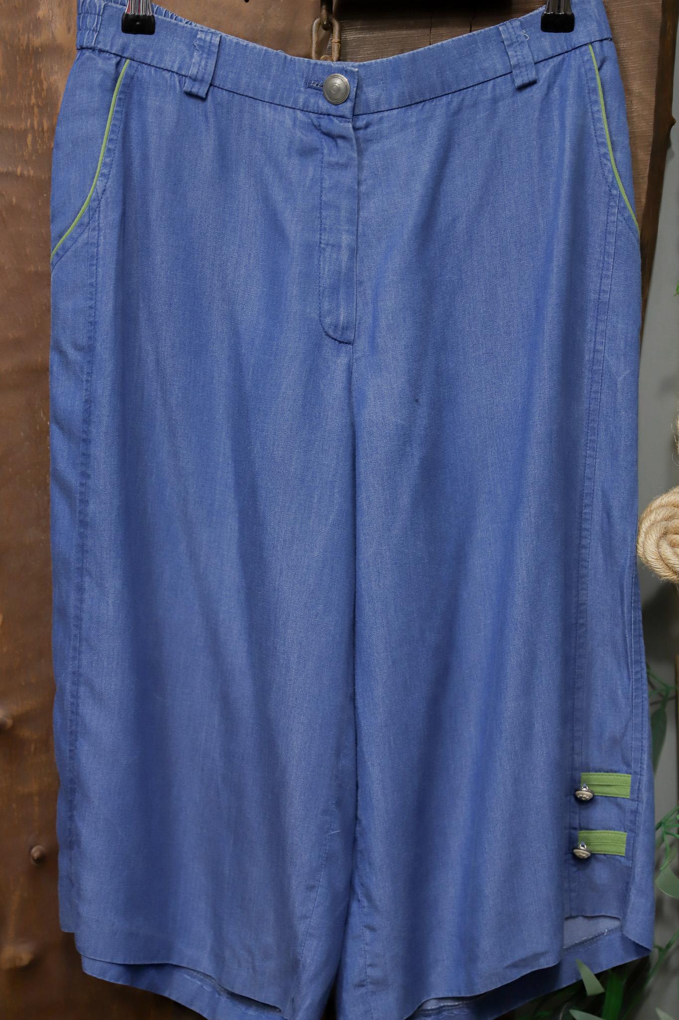 Y2K Dikişli Blue Denim Şort