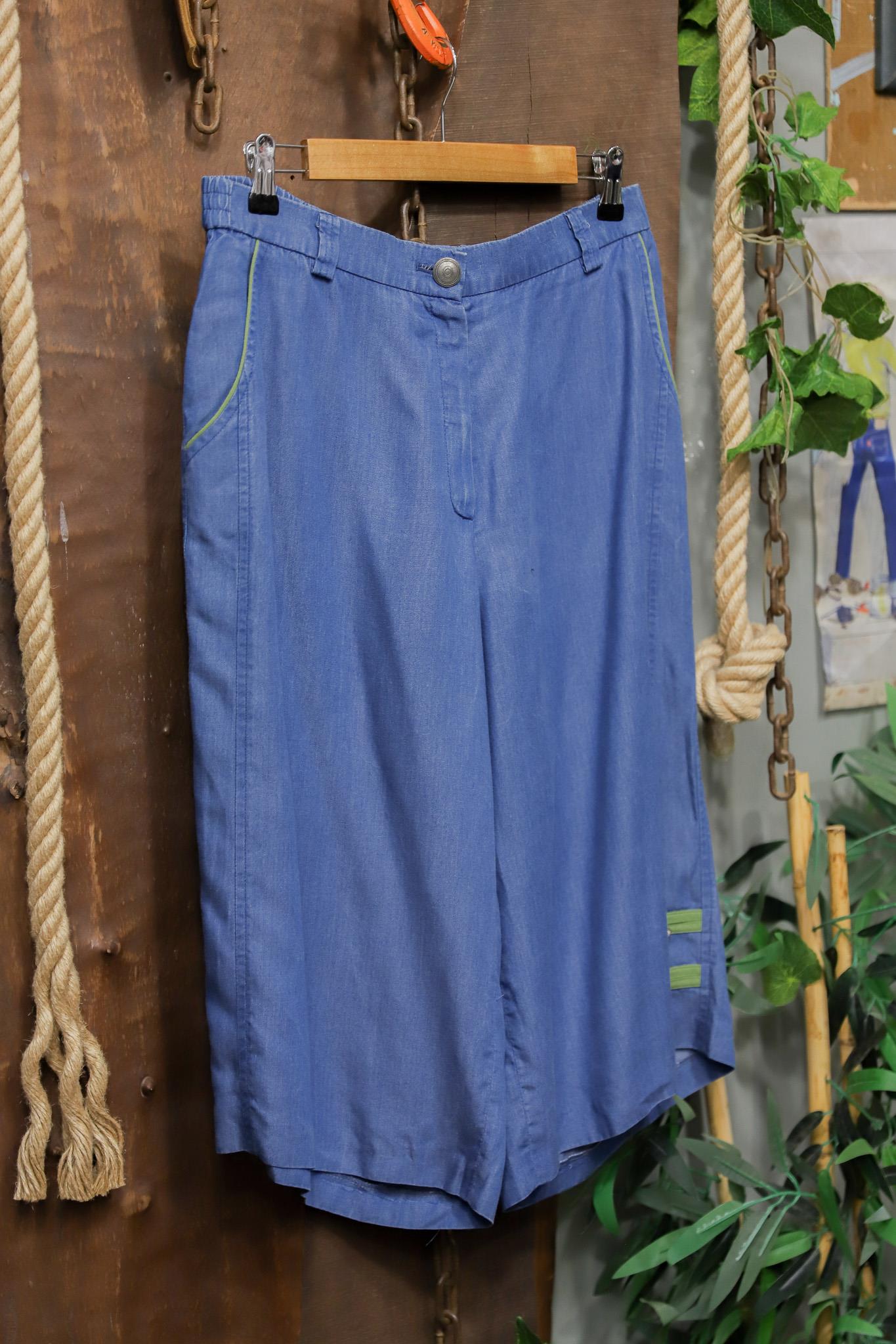 Y2K Dikişli Blue Denim Şort