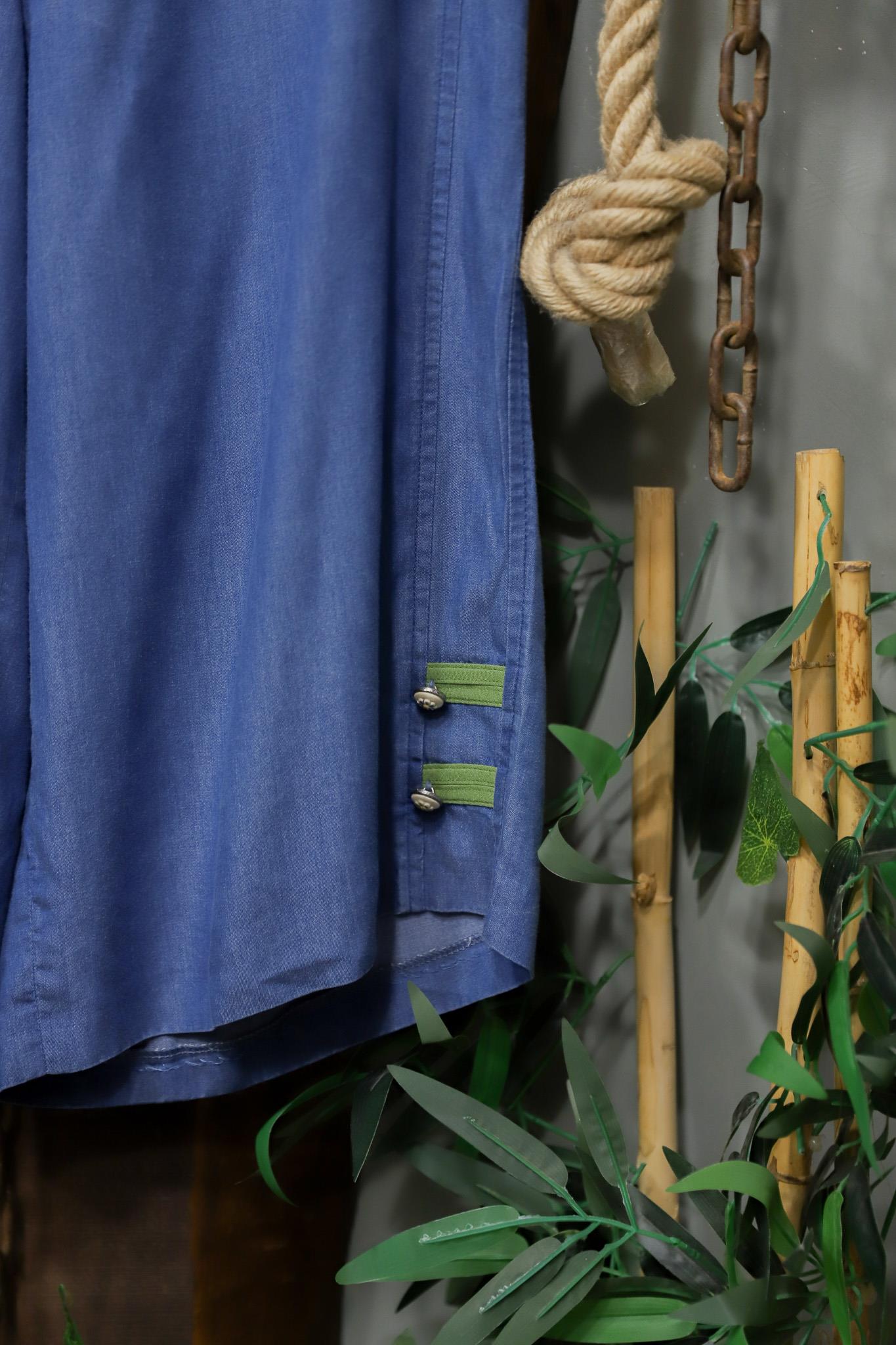 Y2K Dikişli Blue Denim Şort