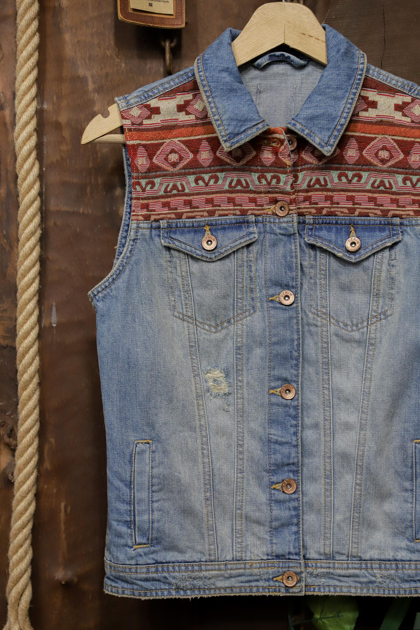 Y2K Ethnic Kilim Desen Kot Yelek/Ceket