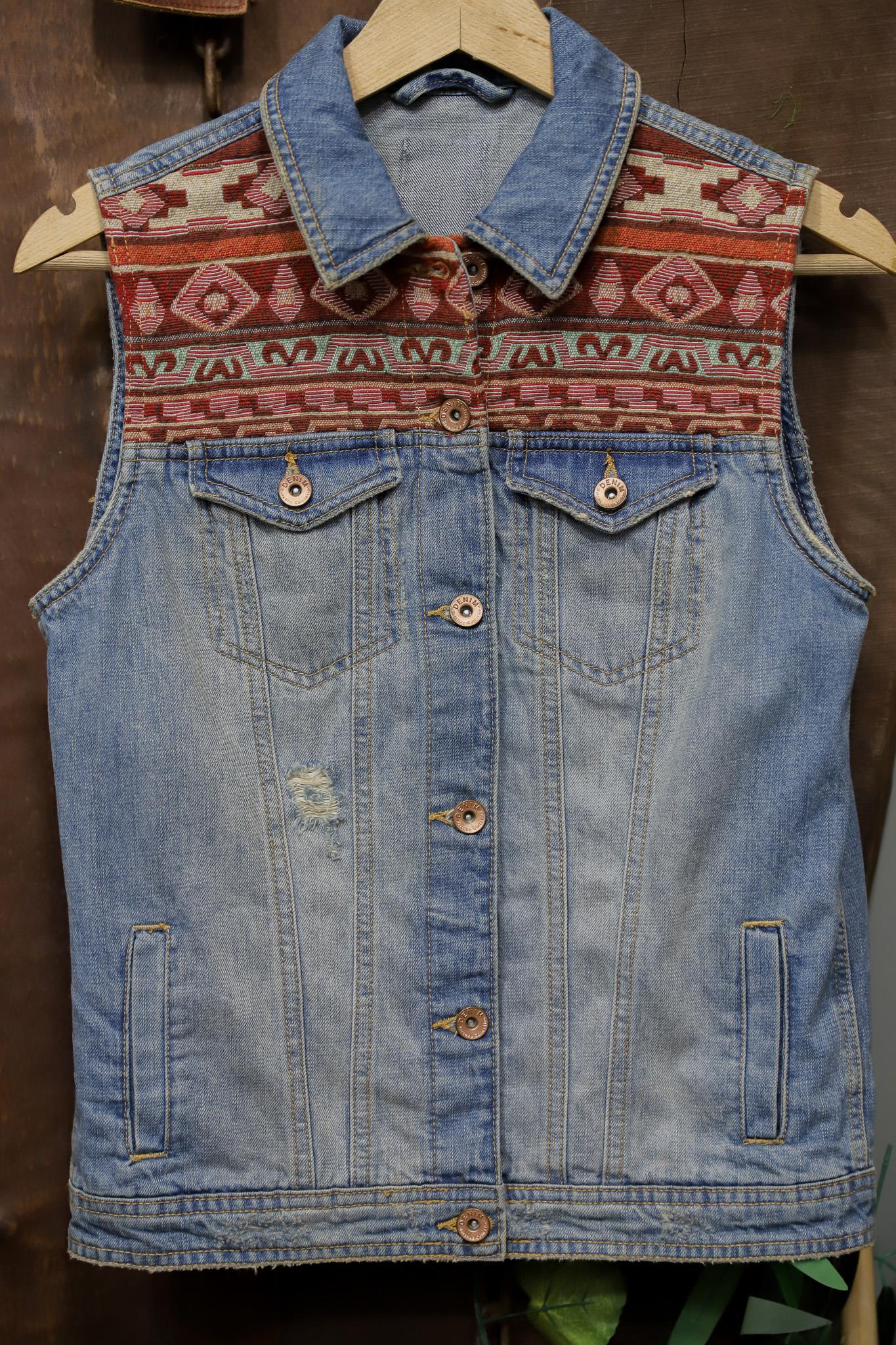 Y2K Ethnic Kilim Desen Kot Yelek/Ceket