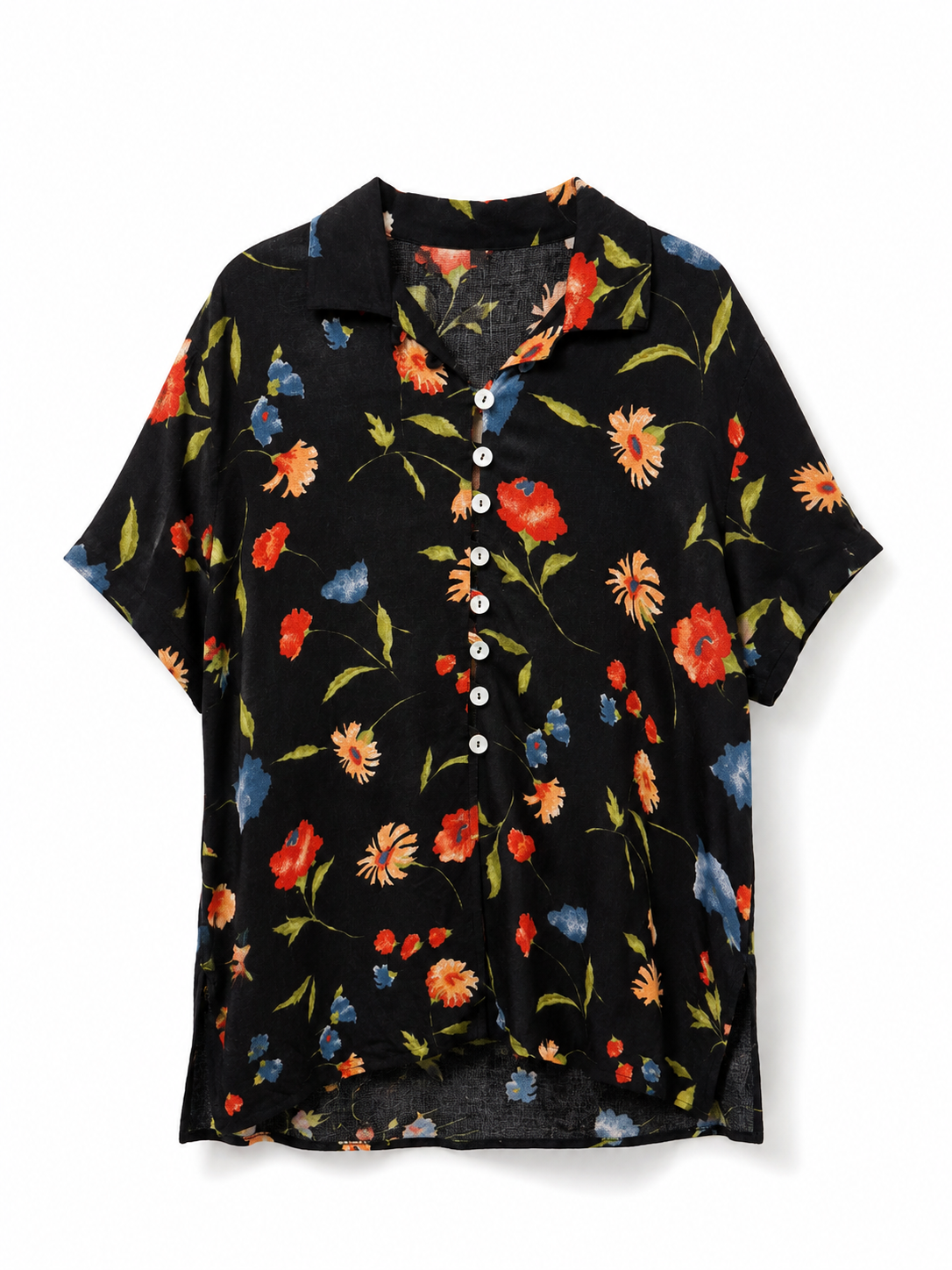 Y2K Floral Desenli Salaş Gömlek