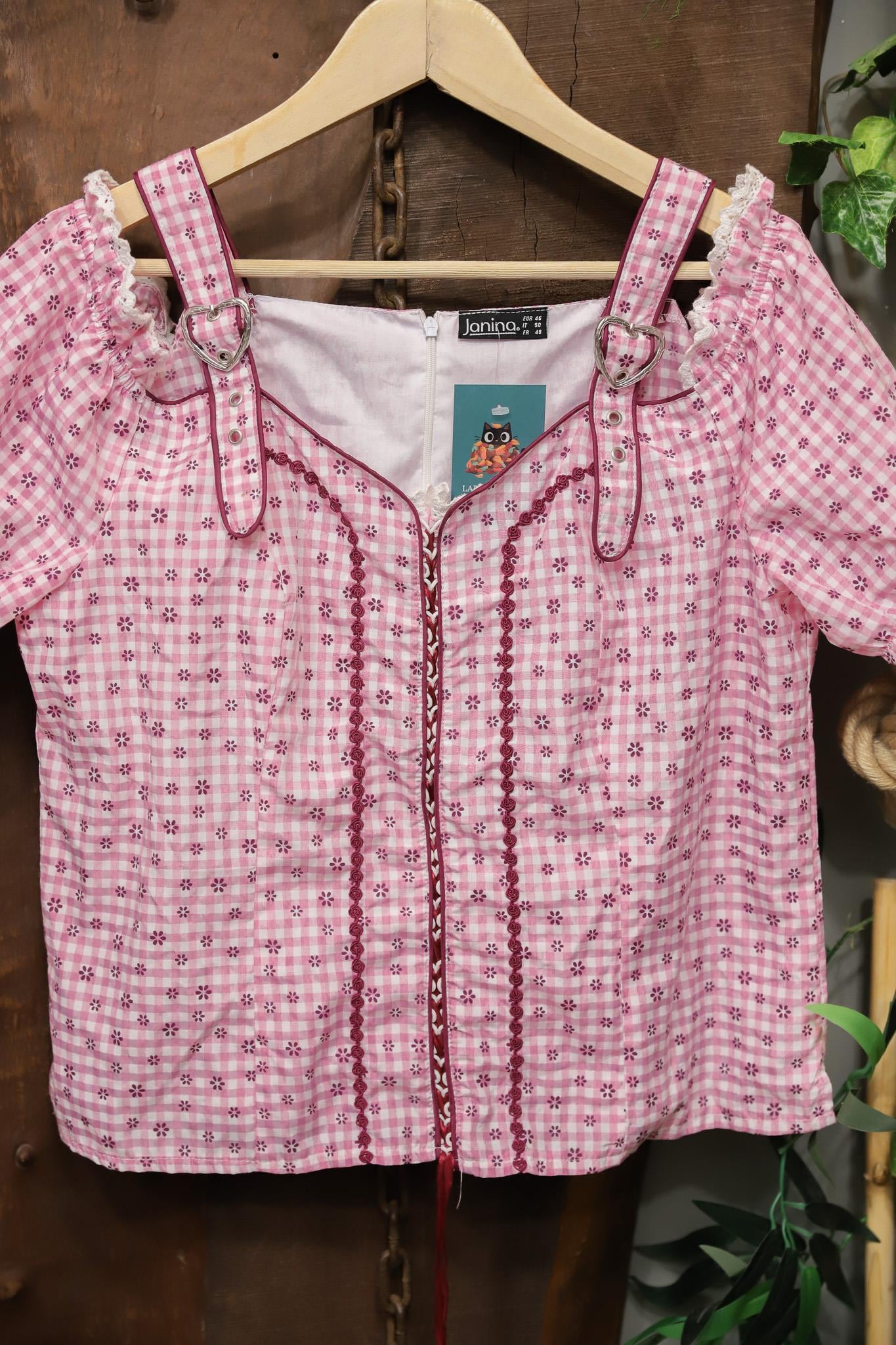 Y2K Pötikareli Pink Romantik Bluz