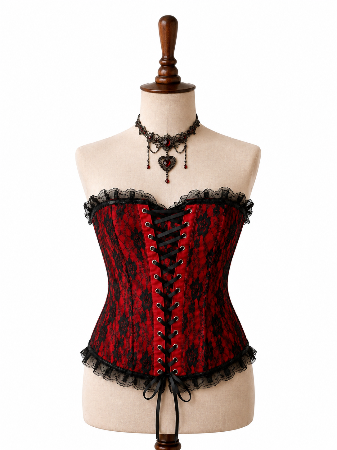 Y2K Red&Black Bağcıklı Korset