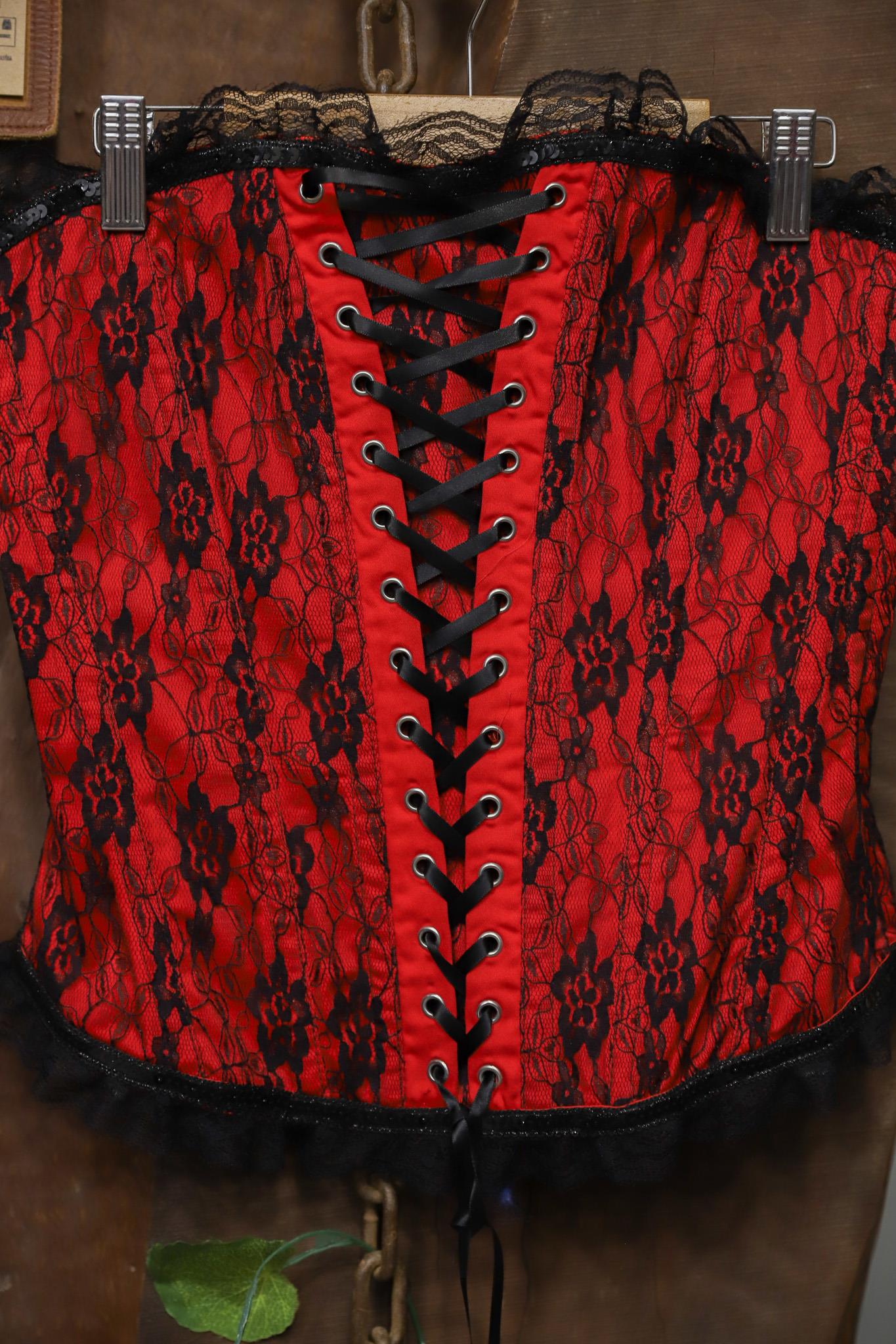 Y2K Red&Black Bağcıklı Korset